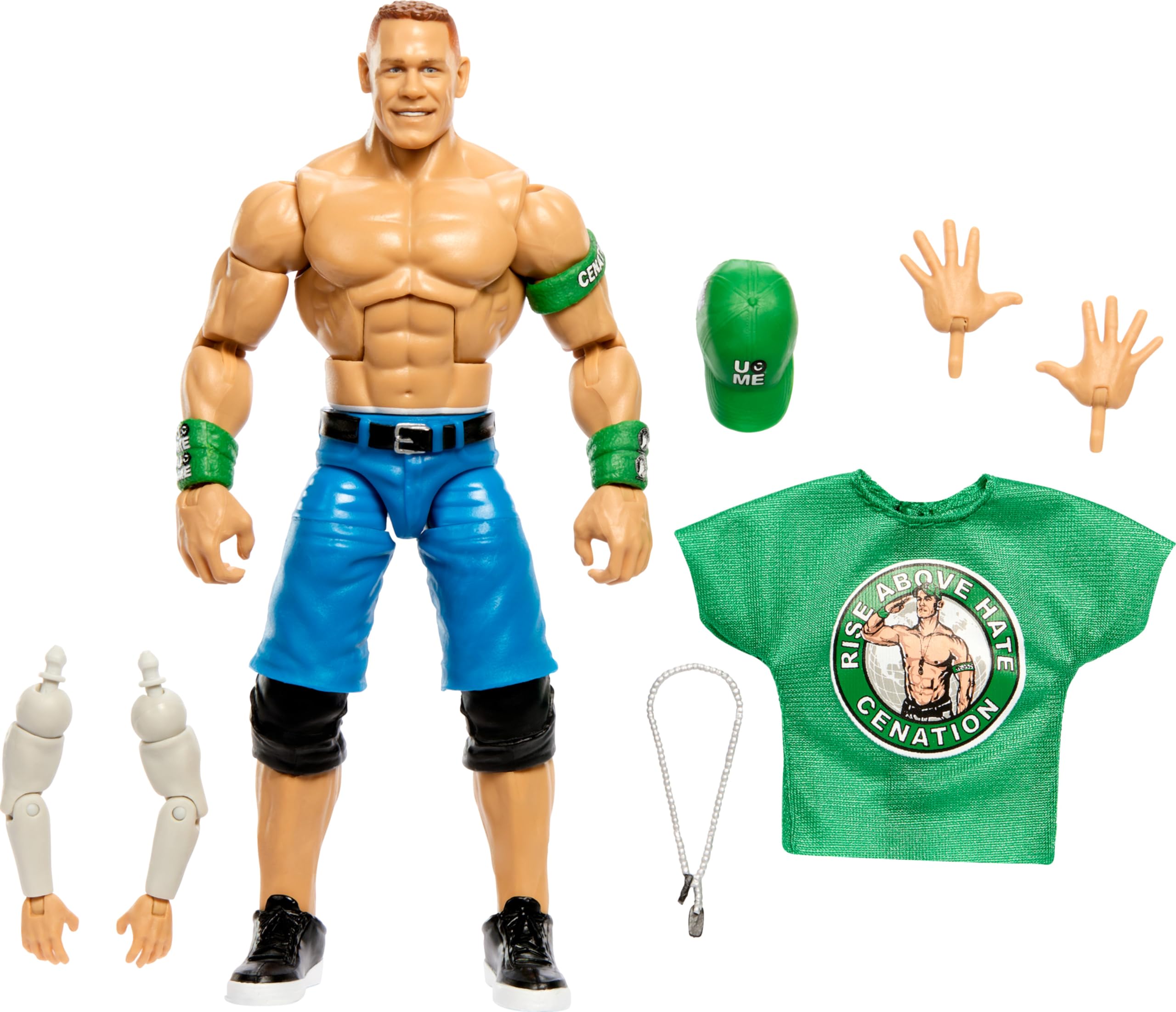 مجموعه ی تمام شده اکشن فیگورهای Mattel WWE Elite Collection WrestleMania، بازیکن جان سینا با لوازم جمع‌آوری شونده و قطعات ساخته شده ی Nicholas