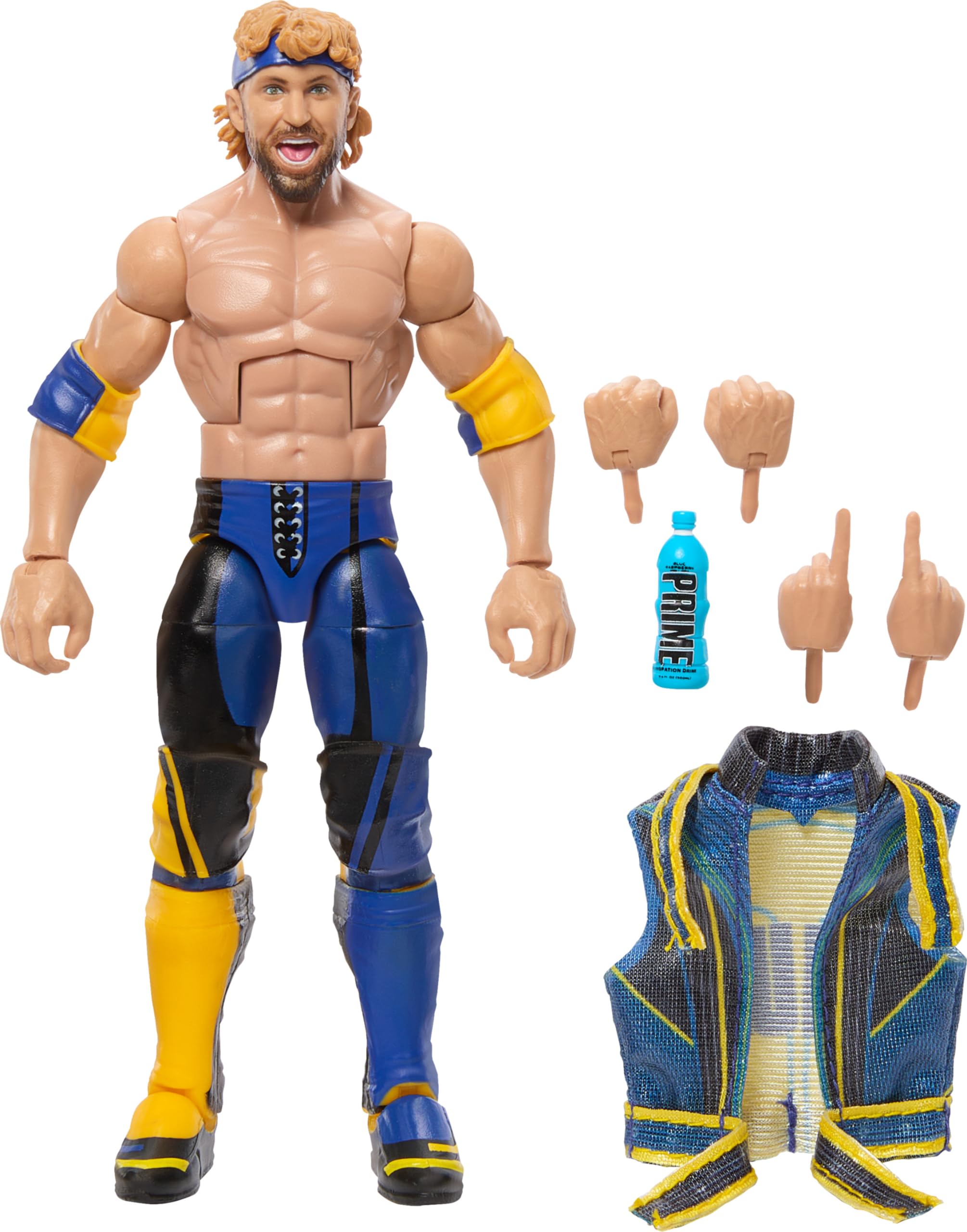 مجموعه عروسک فعال Mattel WWE Top Picks Elite و لوازم جانبی، لوگان پل 6 اینچی قابل جمع‌آوری با دست‌های قابل تعویض، لباس حلقه و 25 نقطه حرکت