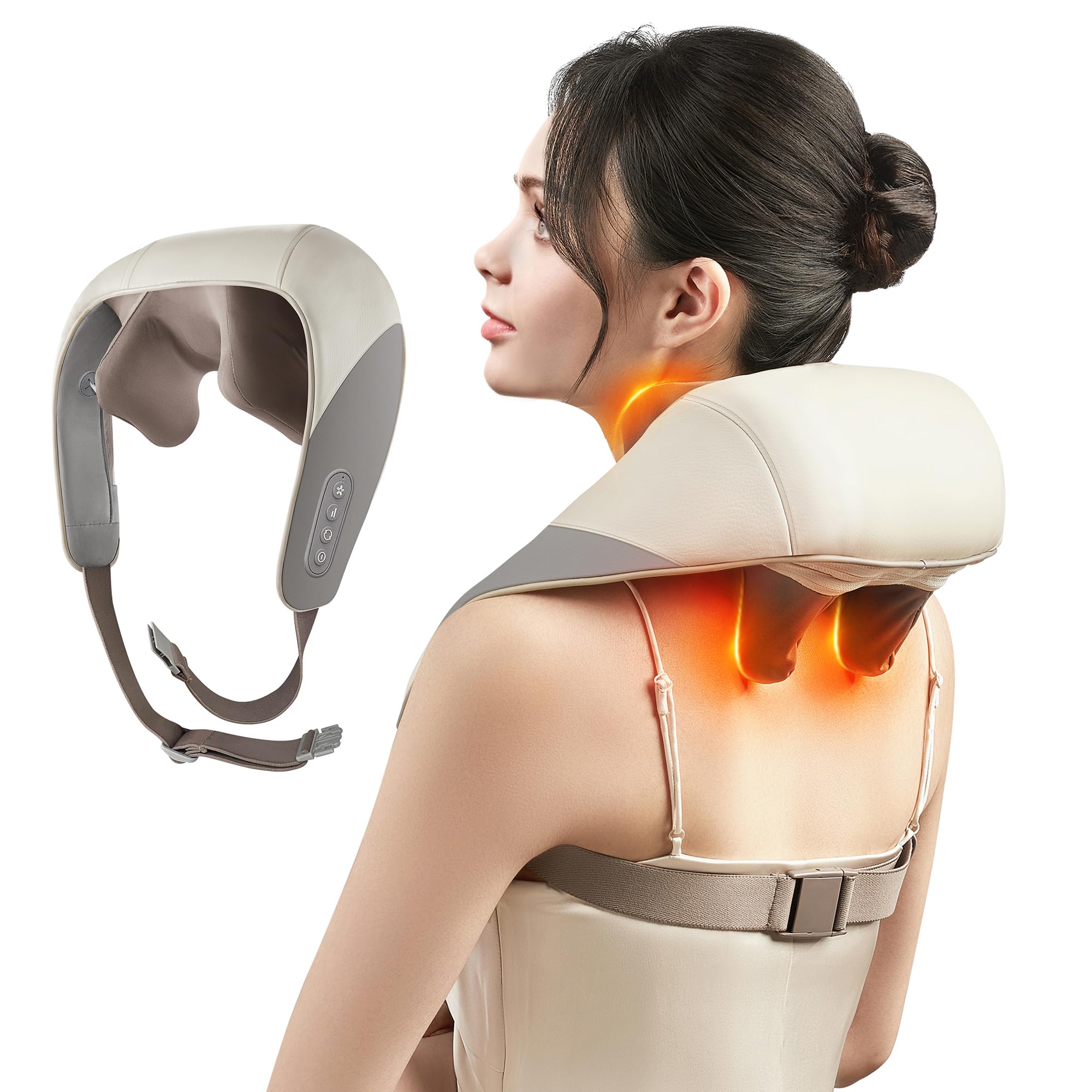 ماساژور گردن Mini Shiatsu SORELAX، ماساژور شانه گردن با حرارت برای تسکین درد بافت عمیق، ماساژور الکتریکی گردن، پشت، شانه و پا، هدایایی ایده آل برای مردان و زنان پدر و مادر (خاکستری)