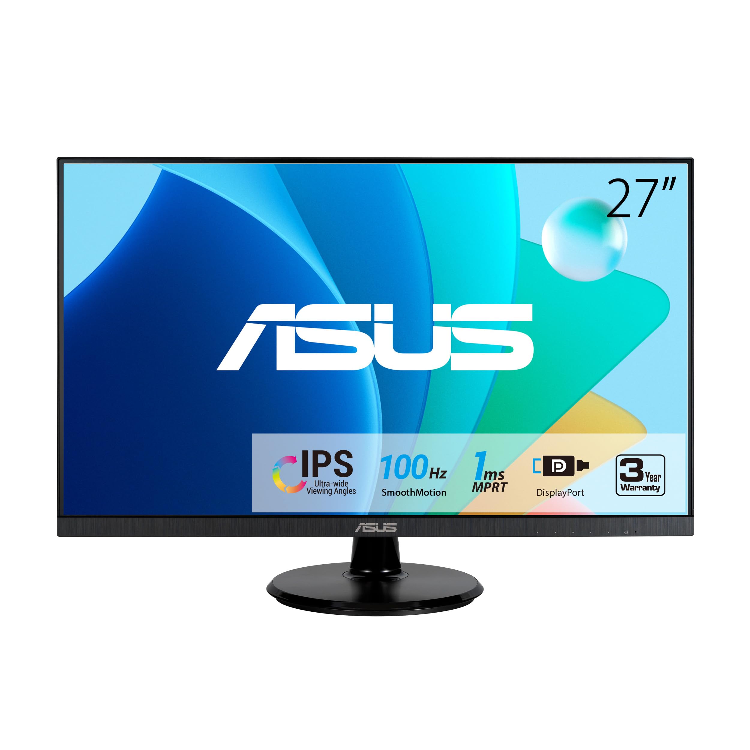 مانیتور مراقبت از چشم ASUS 27 اینچ 1080P (VA27DQF) - IPS، Full HD، بدون قاب، 100Hz، 1ms، Adaptive-Sync، برای کار و بازی، نور آبی کم، بدون چشمک زدگی، HDMI، DisplayPort، گارانتی 3 ساله IPS 100Hz Adaptive-Sync