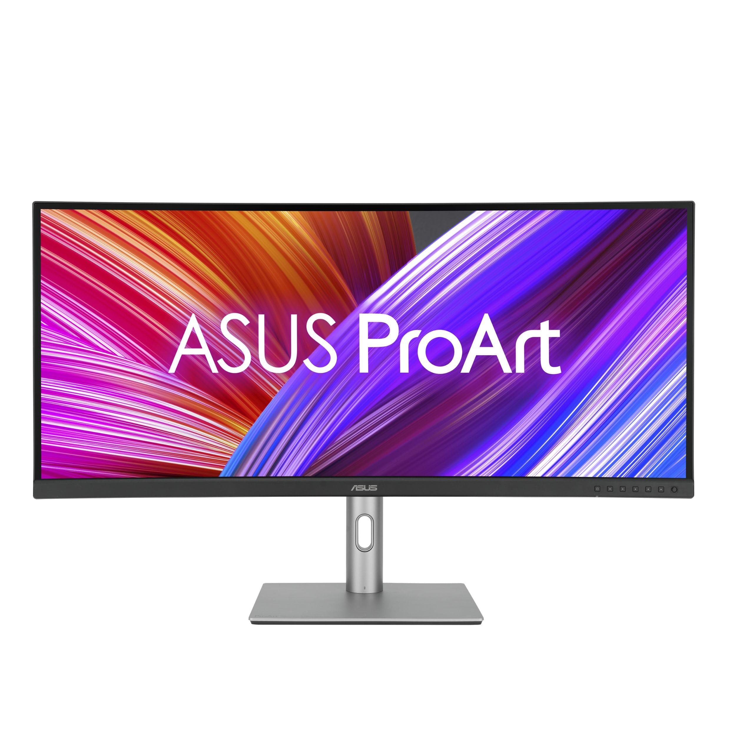 صفحه نمایش ASUS ProArt 34 اینچی آلتراواید منحنی حرفه ای با HDR (PA34VCNV) - IPS ، 21:9 3440 x 1440 ، منحنی 3800R ، 100٪ sRGB/Rec709 ، ΔE<2 ، تایید شده توسط Calman ، شارژر USB-C 96 وات ، RJ45 ، گارانتی 3 ساله 34 اینچ منحنی QHD 21:9 با پورت USB-C Docking برای مک