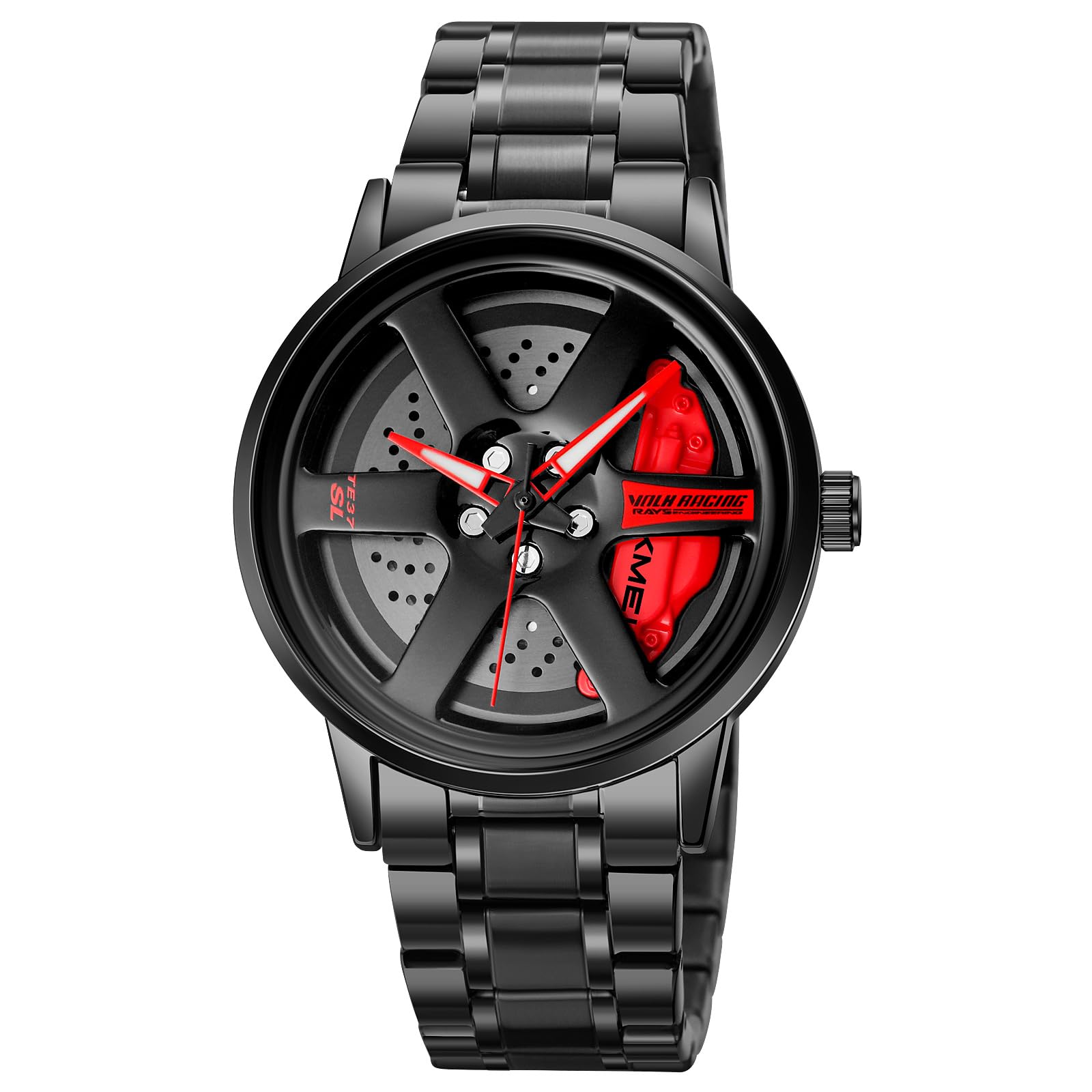 ساعت مچی مردانه اسکمی مدل New Wheels Rolling Creative Fashion Che Youhui League Fans Butterfly Double Snap به عنوان هدیه - رنگ قرمز 1787