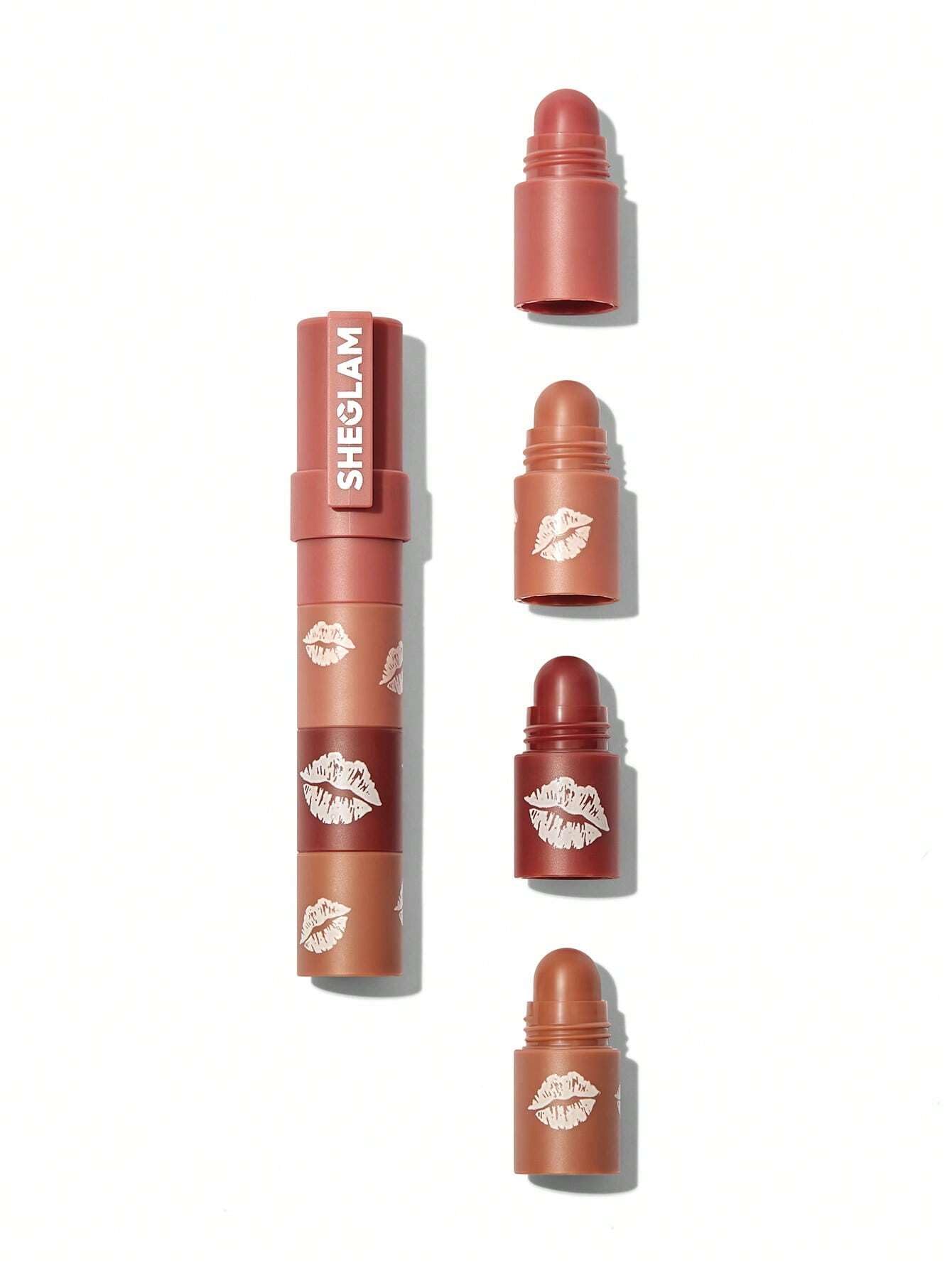 مجموعه لب های SHEGLAM - استکس مگا لب - کمبوی رژ لب 4 در 1 - تمام مات (استک باره)