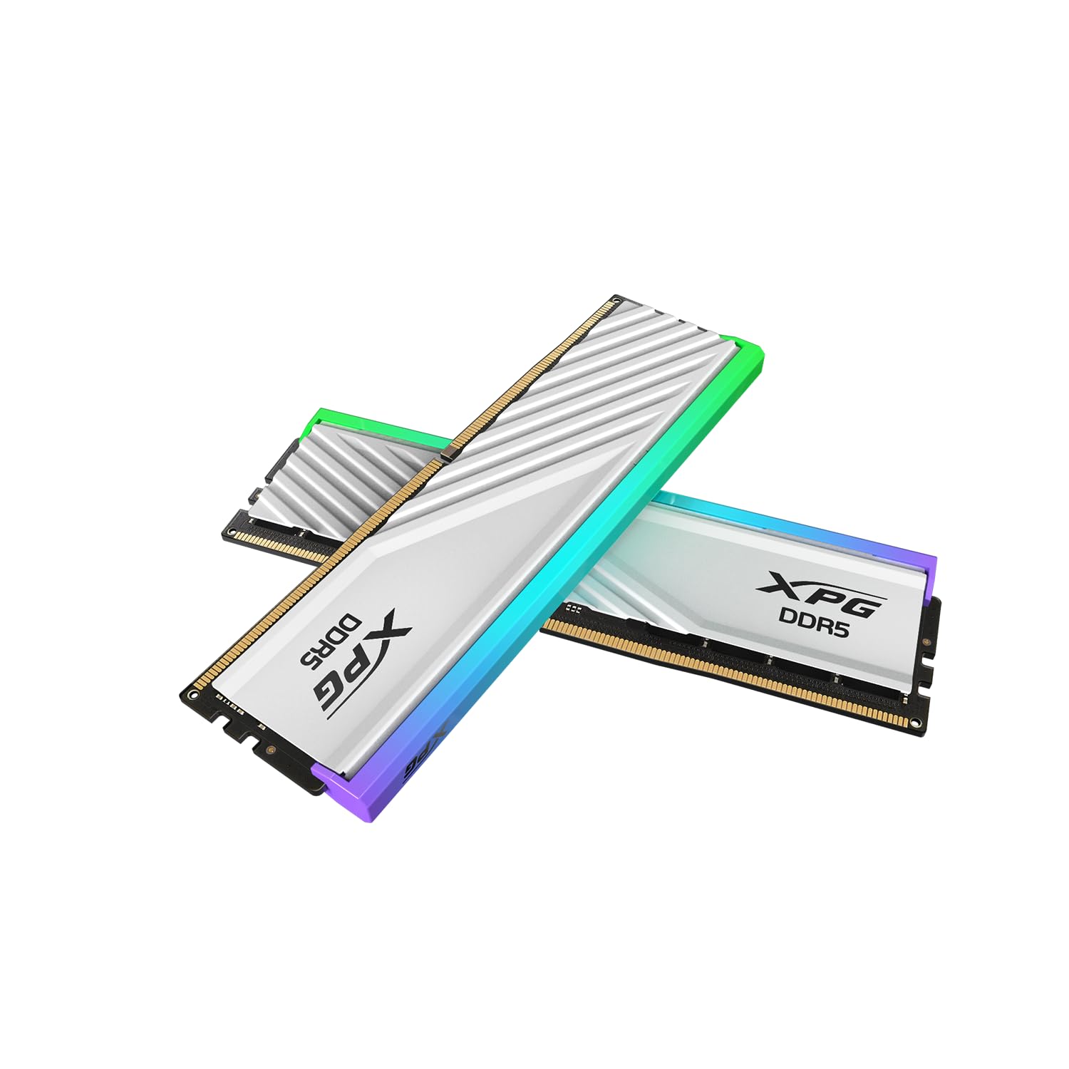 حافظه رم دسکتاپ XPG Lancer Blade RGB DDR5 با فرکانس 6000 مگاهرتز CL30 ظرفیت 32 گیگابایت (2x16 گیگابایت) مدل PC5-48000 با رم‌های UDIMM 288 پین و هیت‌سینک سفید (AX5U6000C3016G-DTLABRWH) با روشنایی RGB و C30 با ظرفیت 32 گیگابایت (2x16 گیگابایت) و فرکانس 6000 مگاهرتز.
