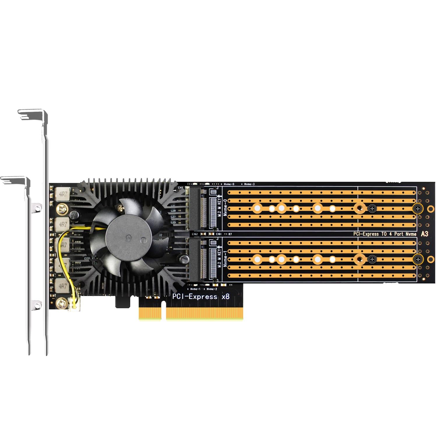 GLOTRENDS PA40، آداپتور Quad M.2 NVMe به PCIe 3.0 X8 با قابلیت تجزیه PCIe، با پشتیبانی از اندازه‌های 22110/2280/2260/2242/2230.