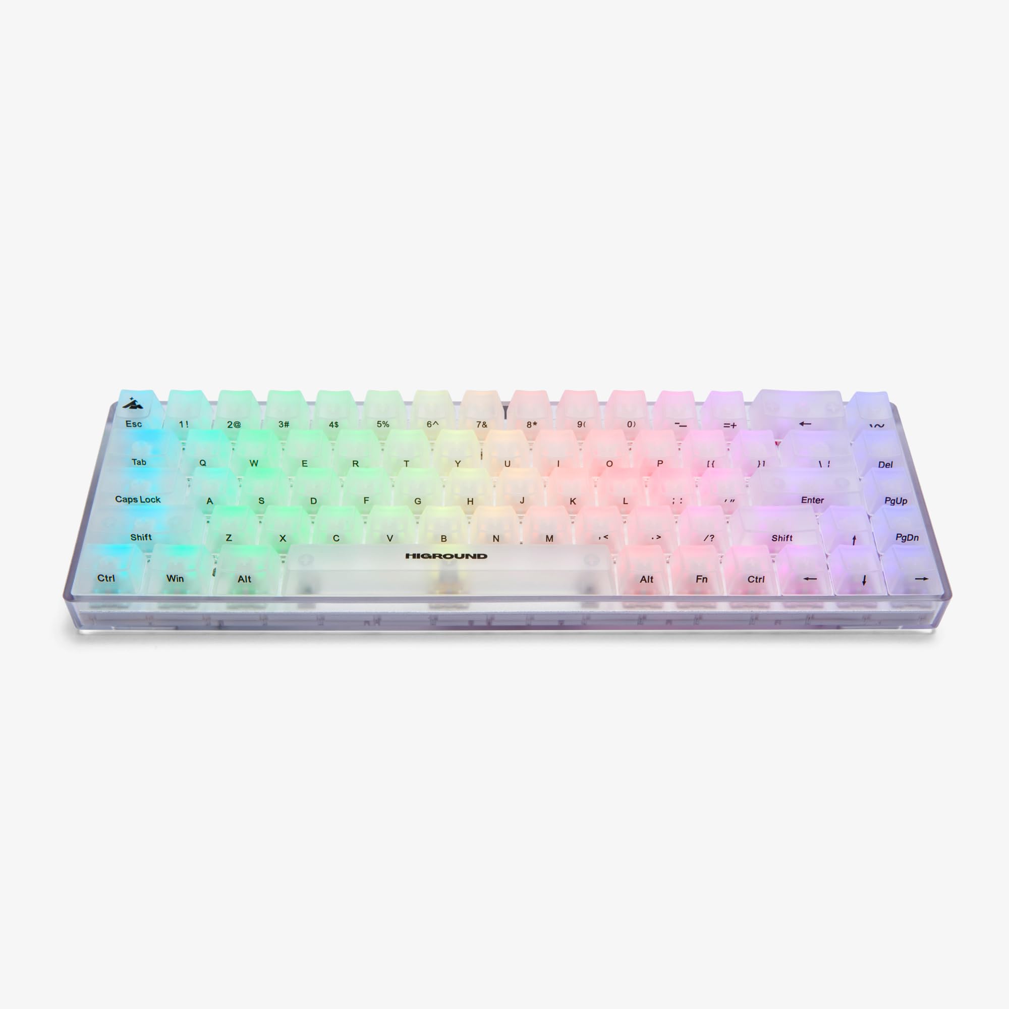 کیبورد مکانیکی Higround Crystal Opal Basecamp 65%، دکمه‌های سفید فلیم برای دقت، RGB قابل برنامه‌ریزی، نیمه‌شفاف، تایپ کردن نرم، قابلیت تعویض گرم، با قطره صدای دوگانه از جنس سیلیکون، دکمه‌های سفید فلیم OPAL - White Flame Switch
