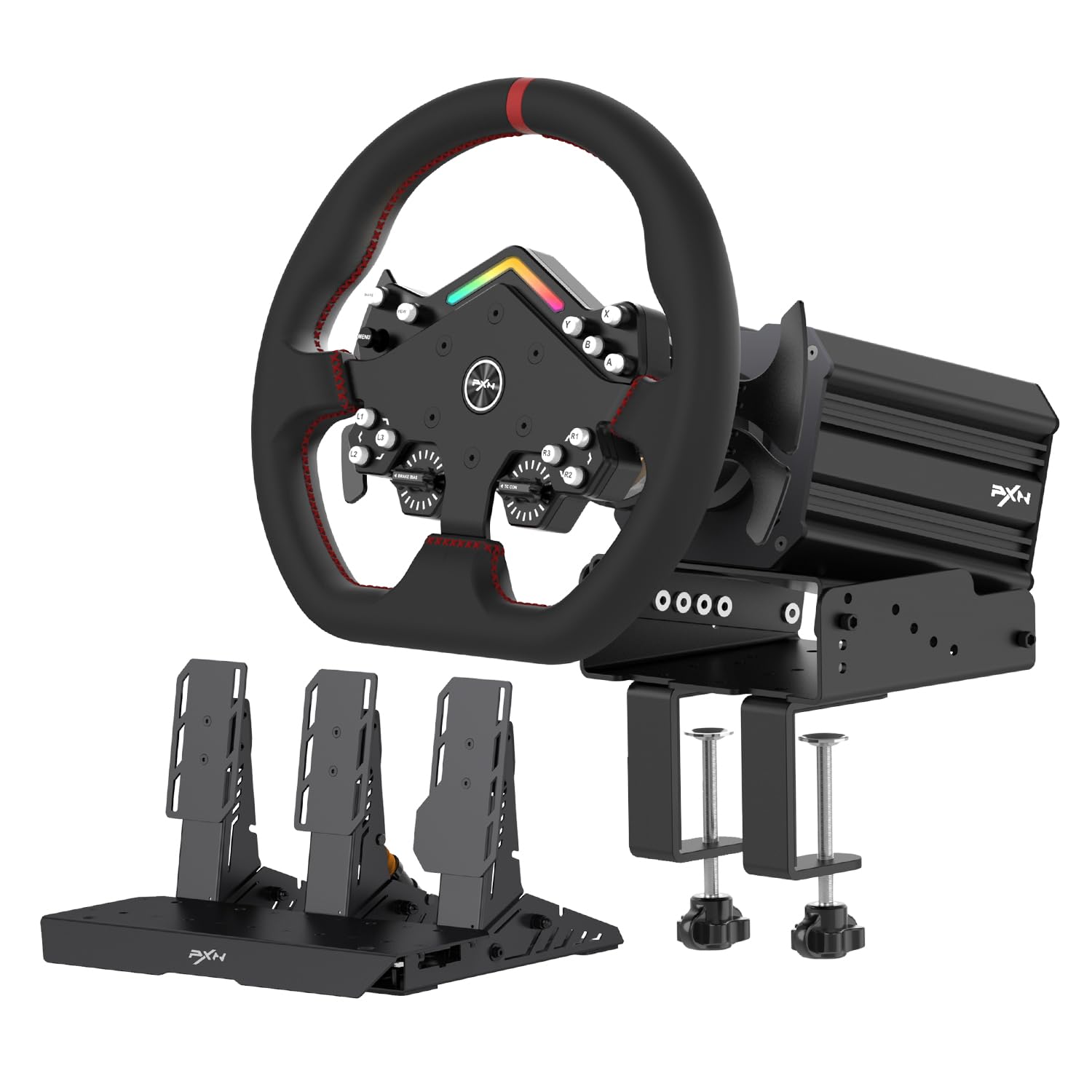 چرخ فرمان مستقیم PXN V12 Lite با نیروی فیدبک سیستم خودروسازی Sim Racing با سروو 6Nm، چرخ فرمان قابل جداشدن برای بازی رانندگی با نیروی فیدبک، همراه با 3 پدال و شیفتر برای کامپیوتر، Xbox One، Xbox Series X/S و PS4