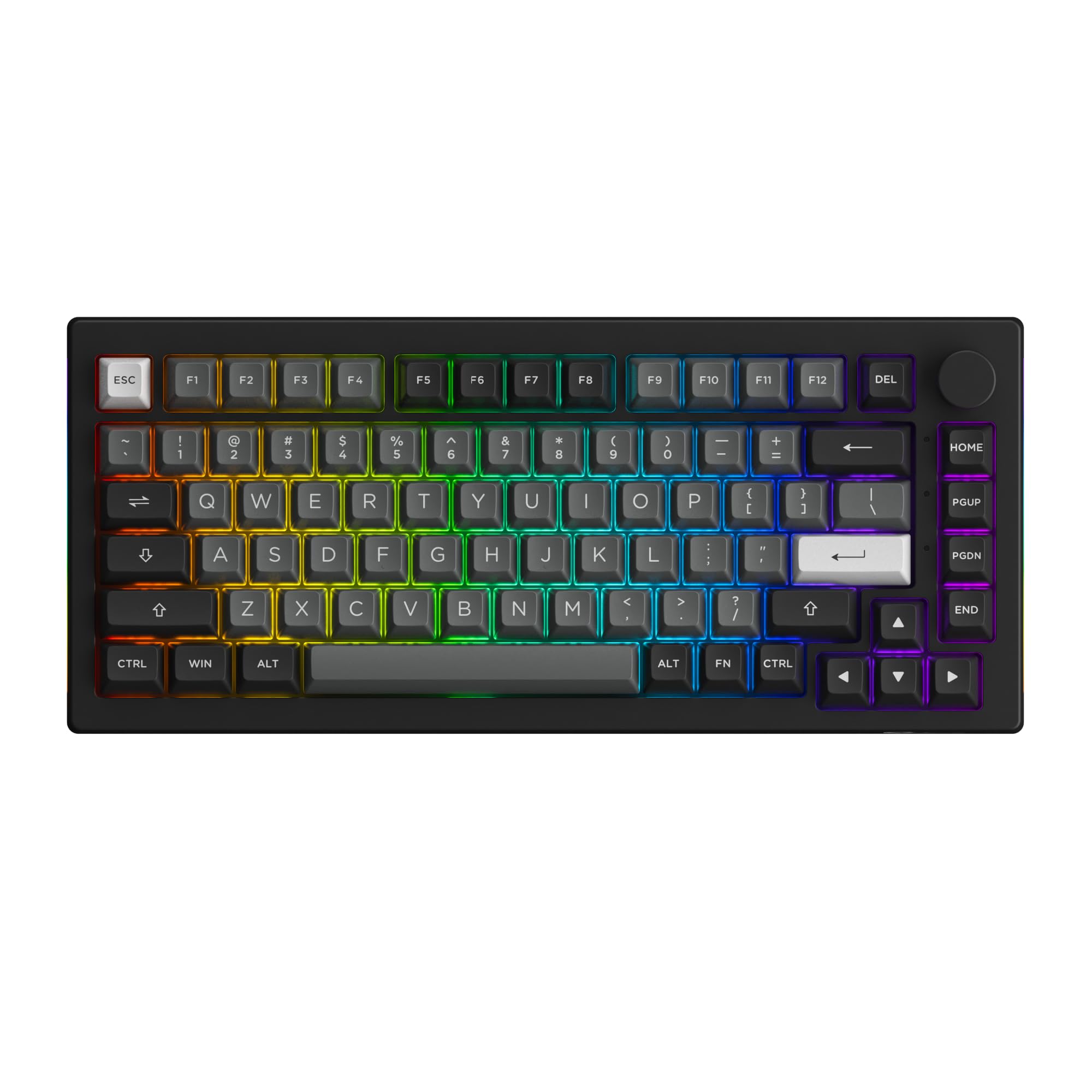 صفحه کلید مکانیکی Akko 5075B Plus 75٪ با RGB قابل تعویض گرم با کلید پیچ، تم مشکی و نقره ای با کلاویه های PBT دوبل شات پروفیل ASA V3 ارائه می دهد. Nexus Silver Pro Switch