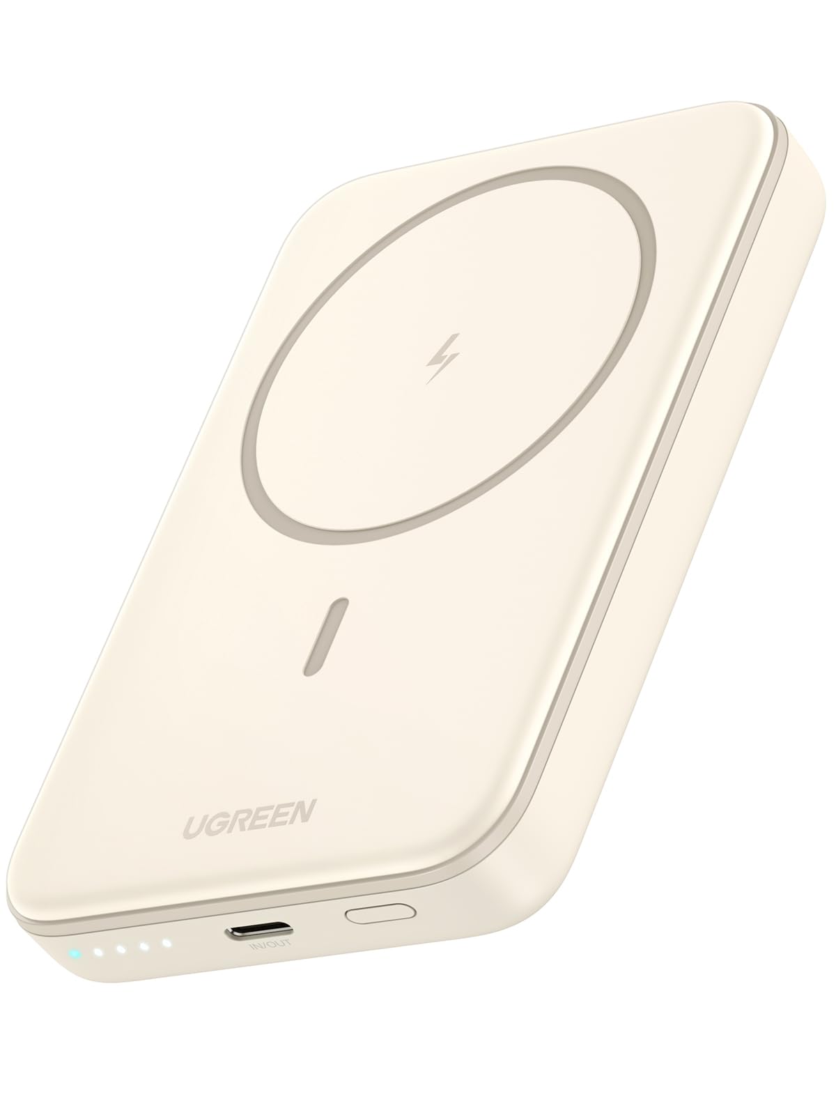 پاور بانک UGREEN Magsafe 10000mAh، شارژر قابل حمل بی‌سیم، شارژر سریع، شارژ سیمی PD 20W موبایل، باتری شارژر Magsafe آیفون برای سری 12-17 آیفون، سامسونگ Off White 10000mAh-سفید