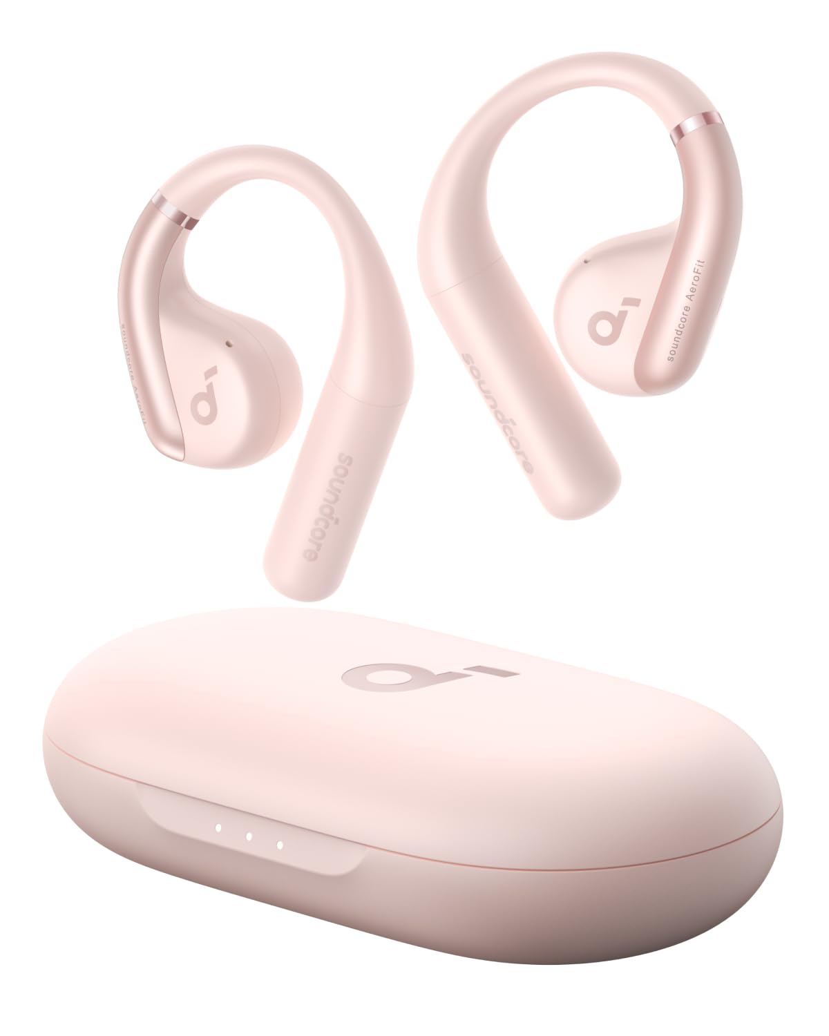 هدفون بلوتوث بی‌سیم Soundcore Anker AeroFit، رومیزی، آلترا کمفورت، مناسب برای مصرف، اتصال گوش منطبق، صدای متعادل، ضد آب IPX7، پخش 42 ساعته، بلوتوث 5.3 صورتی