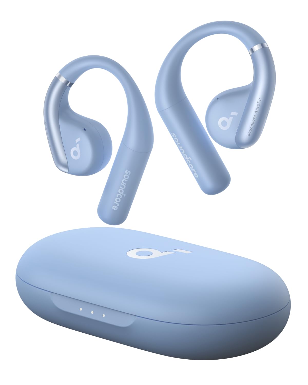 هدفون بلوتوث بی‌سیم Soundcore by Anker AeroFit، گوش دادن با هوا، گوش‌گیرهای ارگونومیک، IPX7، 42 ساعت، بلوتوث 5.3، کنترل از طریق اپلیکیشن، برای گوش‌های کوچک، رنگ آبی