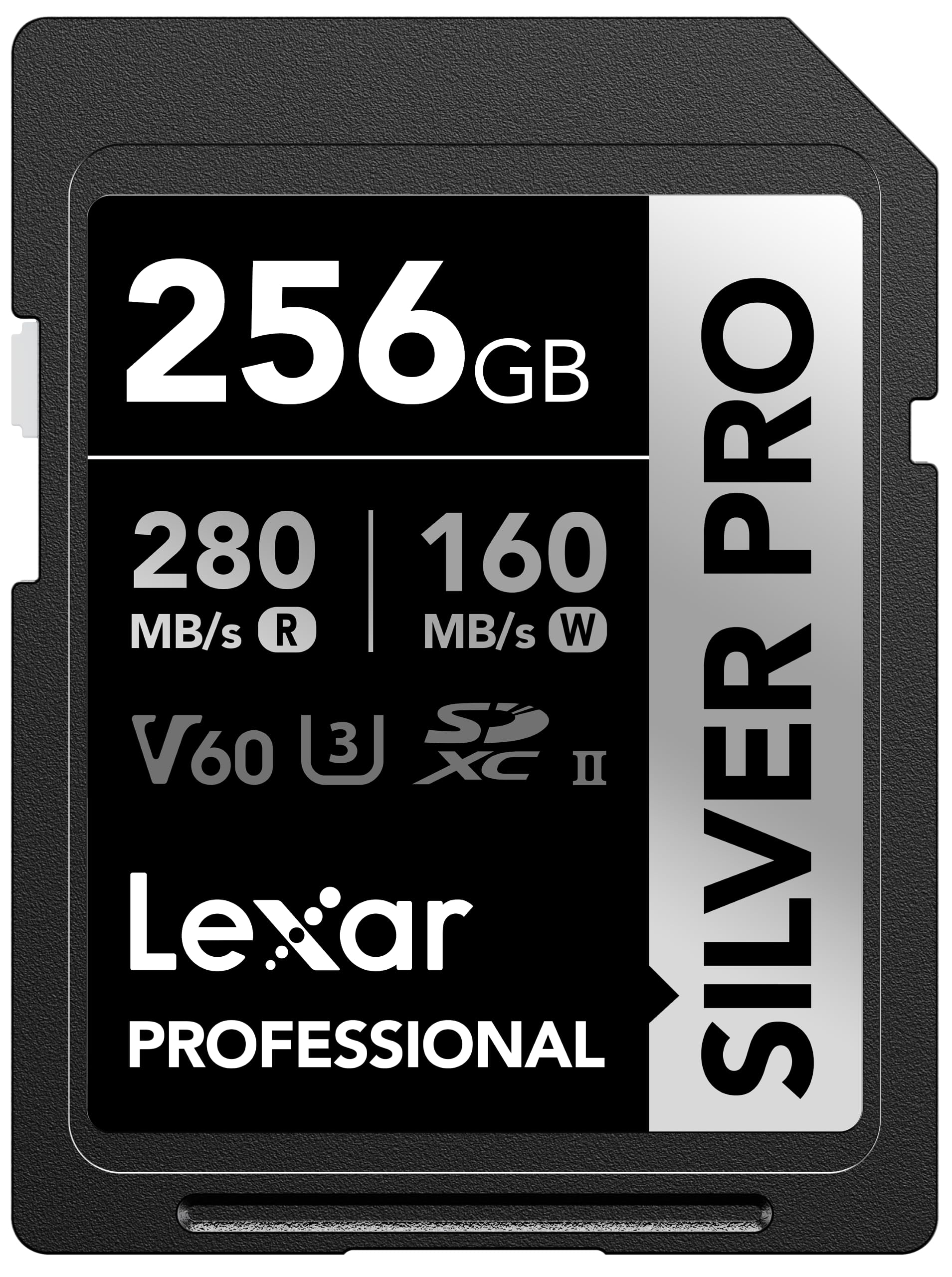 کارت حافظه حرفه ای Lexar Professional 256GB Silver PRO SDXC UHS-II، C10، U3، V60، ویدیو Full-HD و 4K، تا 280MB/s خواندن، برای عکاس حرفه ای، ویدیوگرافر، علاقمند (LSDSIPR256G-BNNNU) Silver Pro (280 MB/s) 256GB