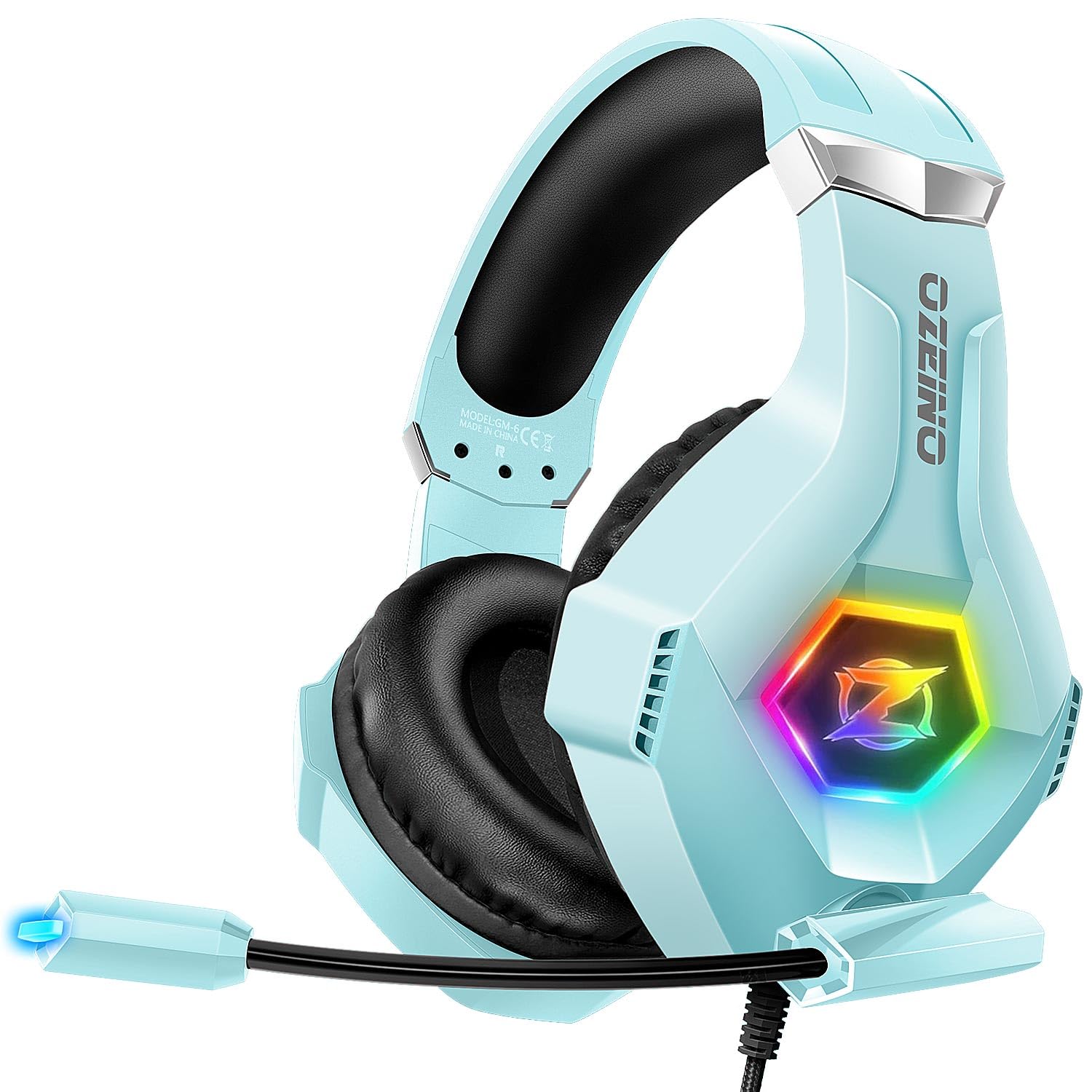 هدست بازی اوزینو، اثرات صدای ۳ بعدی، میکروفون کاهش نویز، هدفون بازی برای Ps4، Ps5، Xbox One، PC، Switch (آبی روشن)