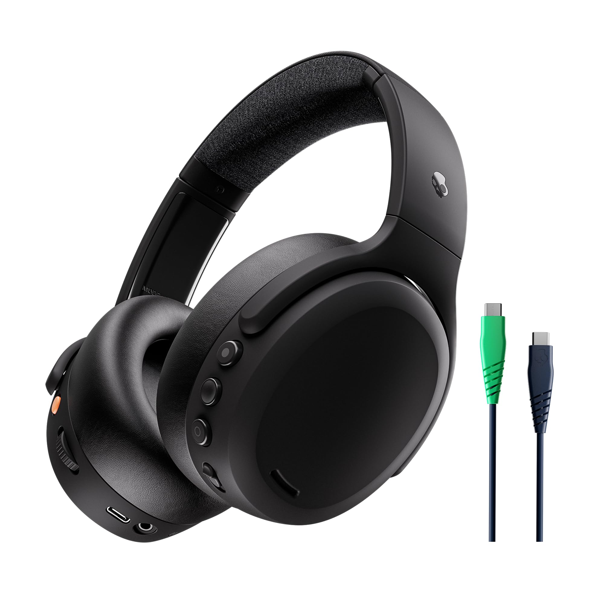 هدفون بی‌سیم اوور-ایر Skullcandy Crusher ANC 2 با قابلیت کنسل‌کردن نویز، باس حسی، باتری ۵۰ ساعته، Skull-iQ، قابلیت استفاده از الکسا، میکروفون، سازگار با دستگاه‌های بلوتوث - مشکی راحت