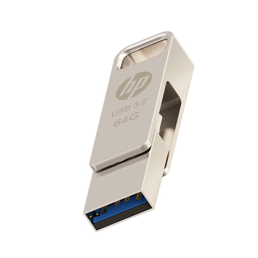 فلش درایو فلزی HP 64 گیگابایتی x206c OTG 3.2 Type-C/Type-A
