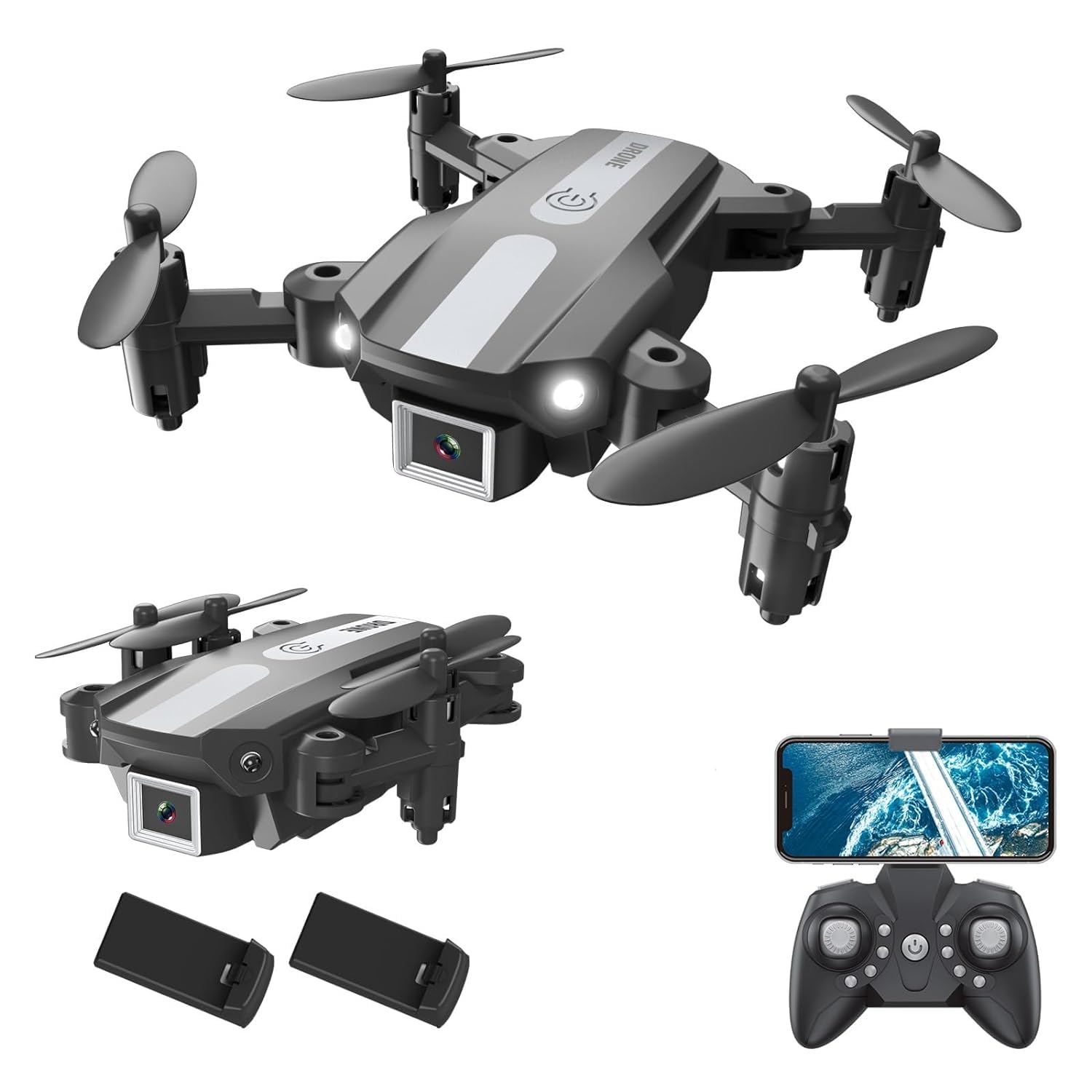 ویپکی T25 دوربین با کیفیت 1080p، کوادکوپتر RC برای بزرگسالان، دوربین جمع‌شونده کوچک با 2 باتری، انتقال FPV wifi، چرخش 3 بعدی، نگهداری ارتفاع، بلند کردن/فرود از یک کلید، رنگ سیاه