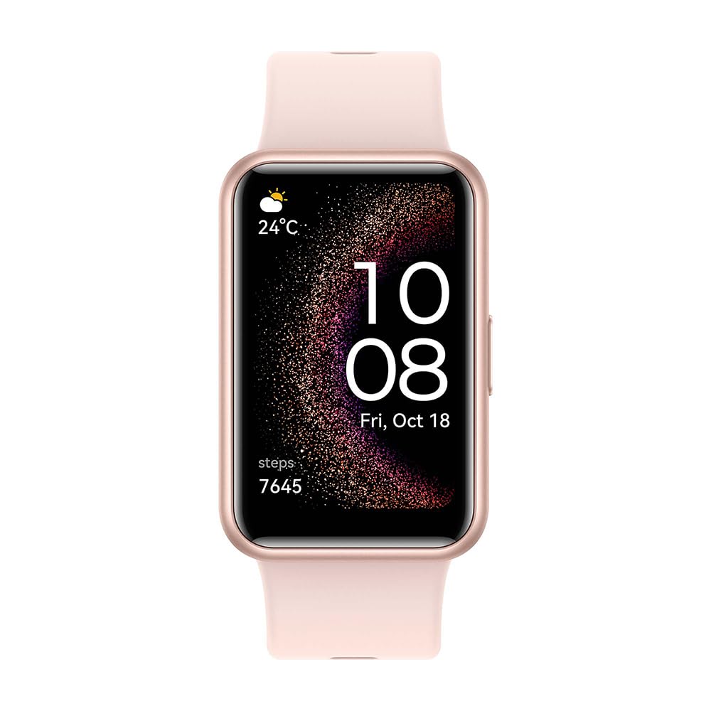HUAWEI WATCH FIT SE، صفحه نمایش AMOLED HD اندازه 1.64 اینچ، GPS داخلی، پیگیری علمی خواب، پاسخ های سریع برای برنامه های شخص ثالث، سازگار با دستگاه های آندروید و آی‌او‌اس، رنگ صورتی