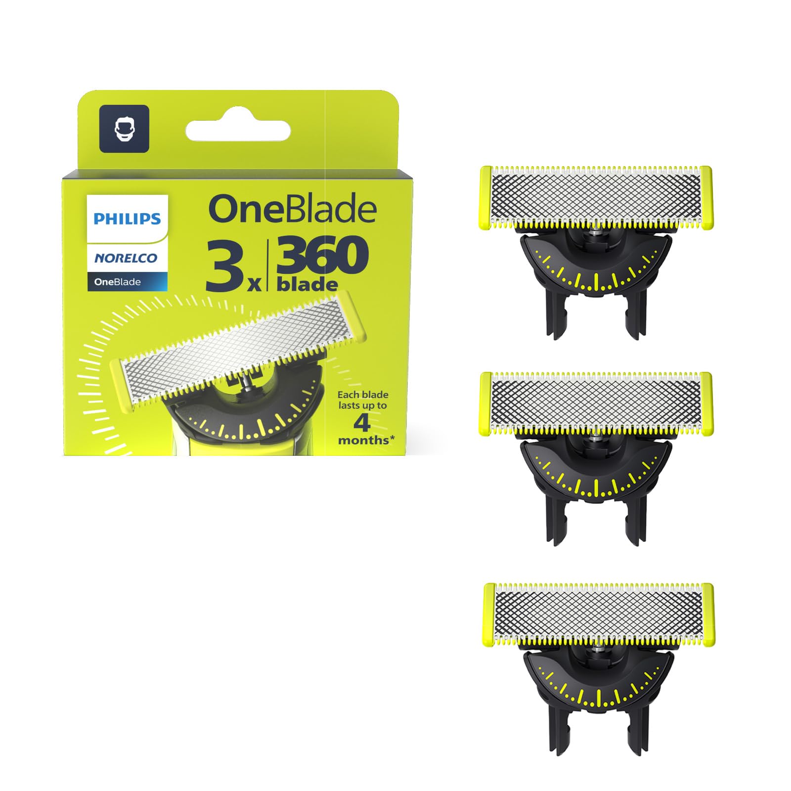 قطعه‌های یدکی تیغ Philips Norelco Genuine OneBlade 360 Blade Replacement Blades، 3 تایی، مدل QP430/80 (بسته‌ی 1 عدد) OneBlade 360