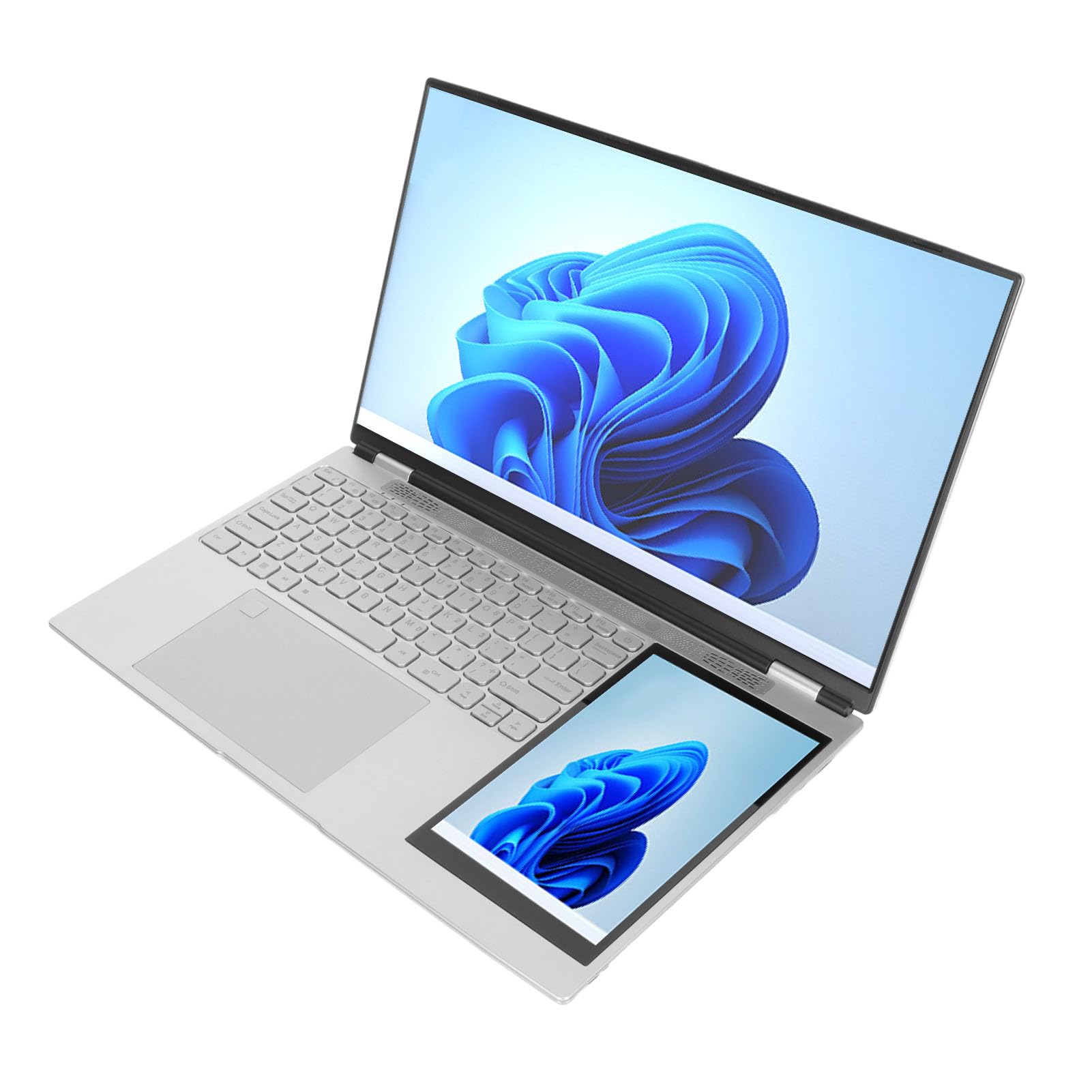 لپ تاپ دو صفحه‌ای Luqeeg 15.6 اینچ، رزولوشن 1920x1080 HD، 16 گیگابایت رم، لپ تاپ با قابلیت قفل اثر انگشت و پردازنده N5105، کامپیوتر لپ تاپ با قلم Astylus که از سیستم 10 و 11 پشتیبانی می‌کند (16 گیگابایت رم + 1 ترابایت فضای ذخیره‌سازی، پلاگ انگلیسی)