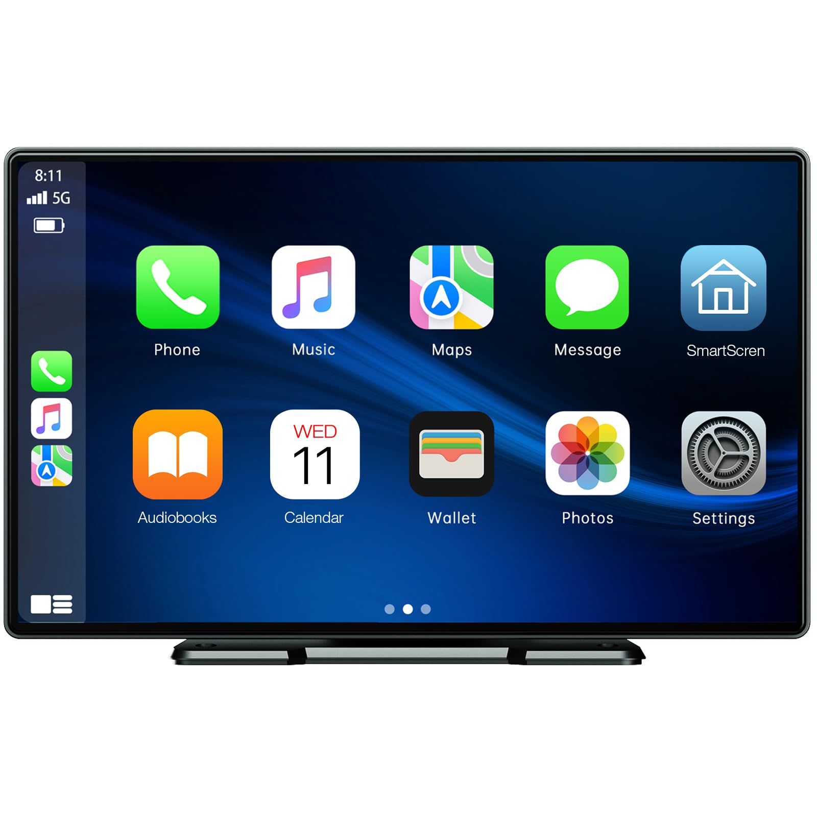اسکرین تاچ قابل حمل 9 اینچی LAMTTO با کارت Apple Carplay، ناوبری GPS لمسی برای خودرو، رسیور صوتی خودرو با بلوتوث، اندروید اتو، Airplay، AUX/FM، صفحه نمایش برای تمام خودروها، مدل سیاه RC07C