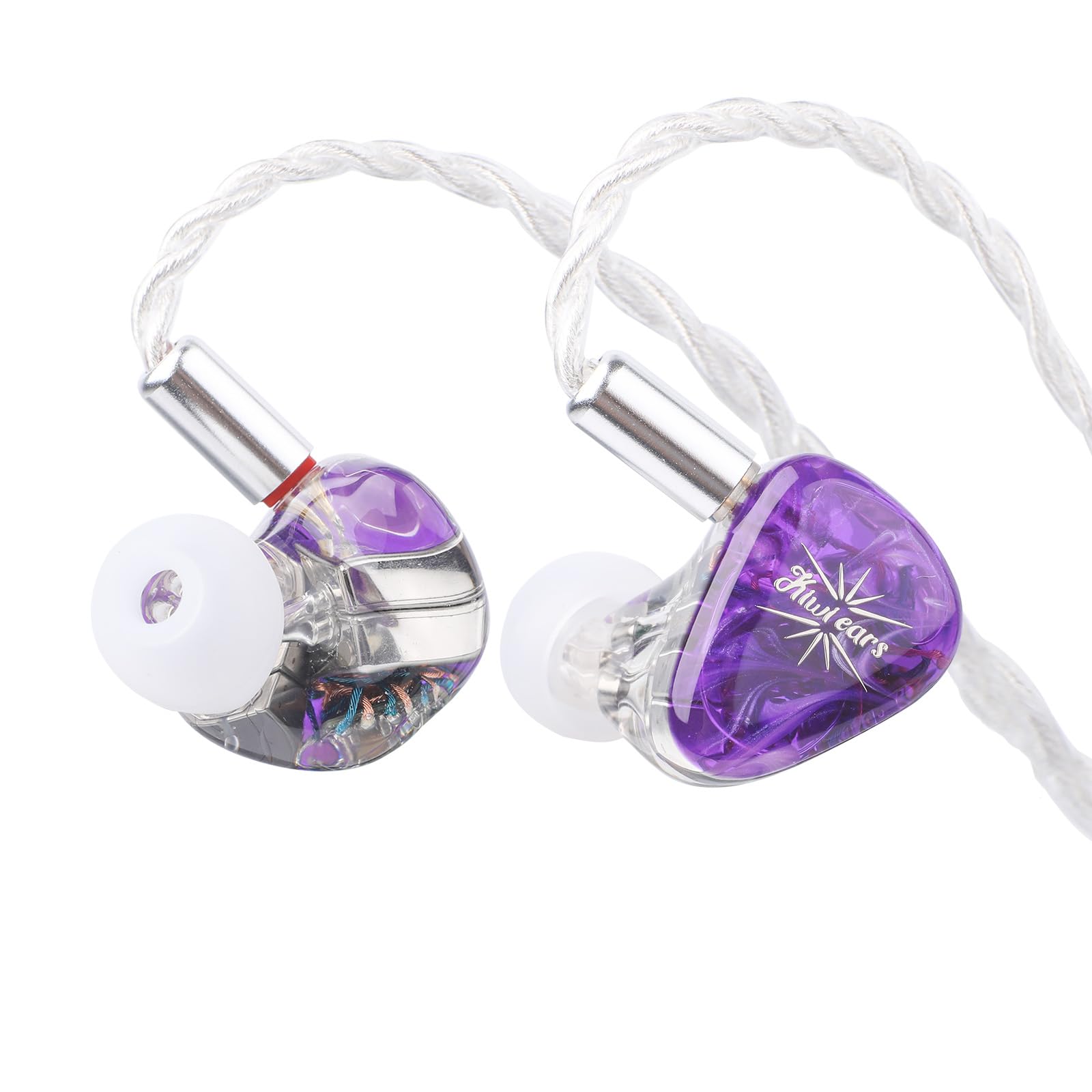 پرداخت عملکردی گیرنده گوش Linsoul Kiwi Orchestra Lite با 8 درایور سفارشی درون گوش (IEM) با کابل قابل جداشدن 4 هسته ای اکسیژن-رایگان OFC 7N، صفحه‌ی فیس دست‌ساز برای علاقه‌مندان به صداستودیو و موسیقی‌دان (بنفش)