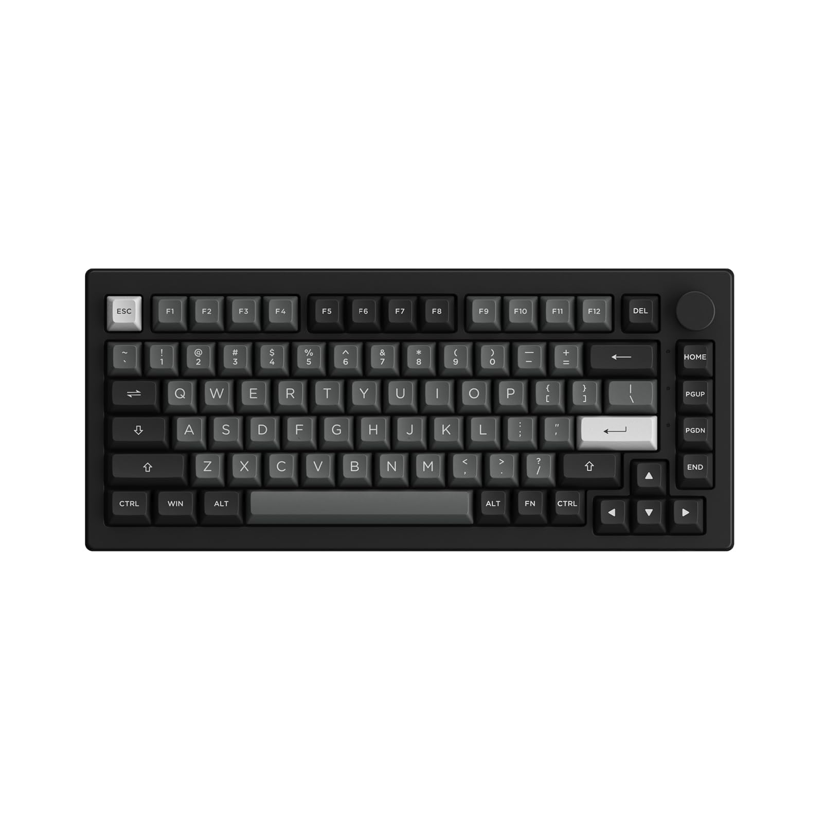 کیبورد مکانیکی Akko 5075B Plus با 75٪ RGB و دارای دکمه‌های قابل تعویض با تم سیاه و نقره‌ای و کی‌کَپ‌های Double Shot ASA با پروفایل PBT، سوییچ V3 Cream Yellow Pro در تم سیاه و نقره‌ای است.