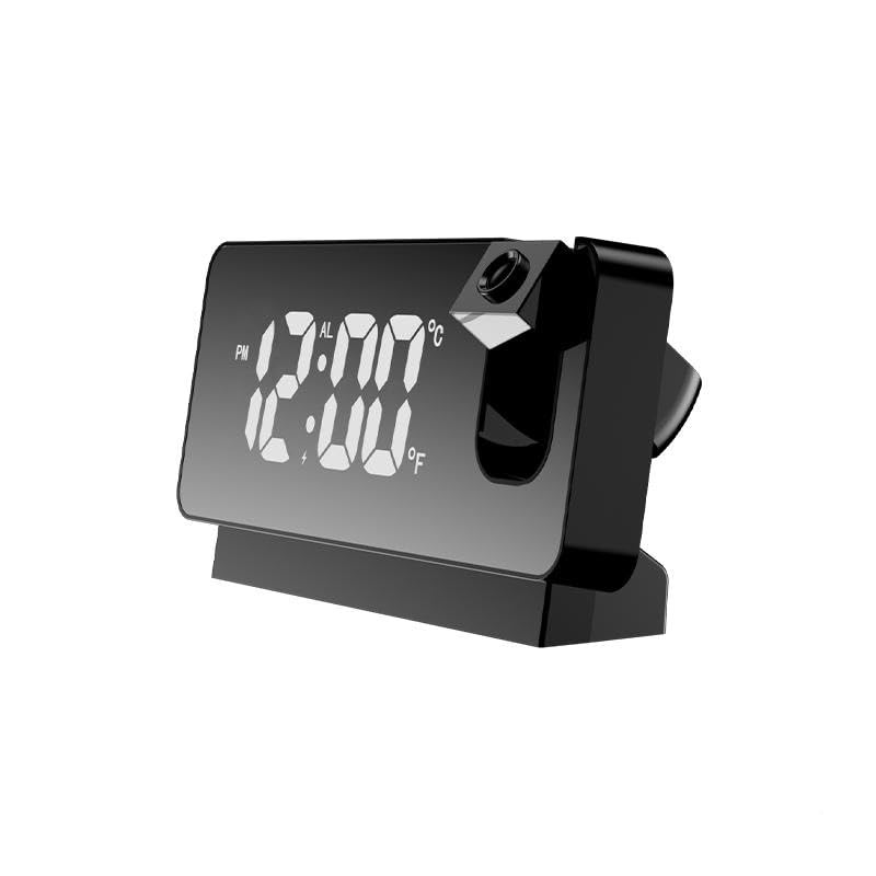 ساعت LED HOQUSA، ساعت هشدار پروژکشن، ساعت پروژکشن برای سقف اتاق خواب، پروژکتور ۱۸۰ درجه قابل چرخش، برای استفاده در اتاق خواب و اتاق نشیمن (مشکی)