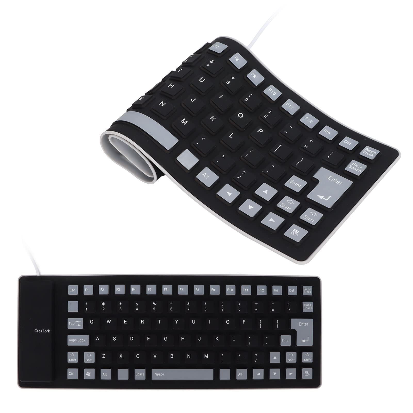 صفحه کلید سیلیکونی MAKINGTEC، صفحه کلید انعطاف پذیر قابل تاشو USB باسیم برای بازی، 85 کلید، طراحی کاملاً محکم، صفحه کلید نرم و بی‌صدا، ضدآب، ضدگرد و غبار برای کامپیوتر، نوت بوک و لپتاپ