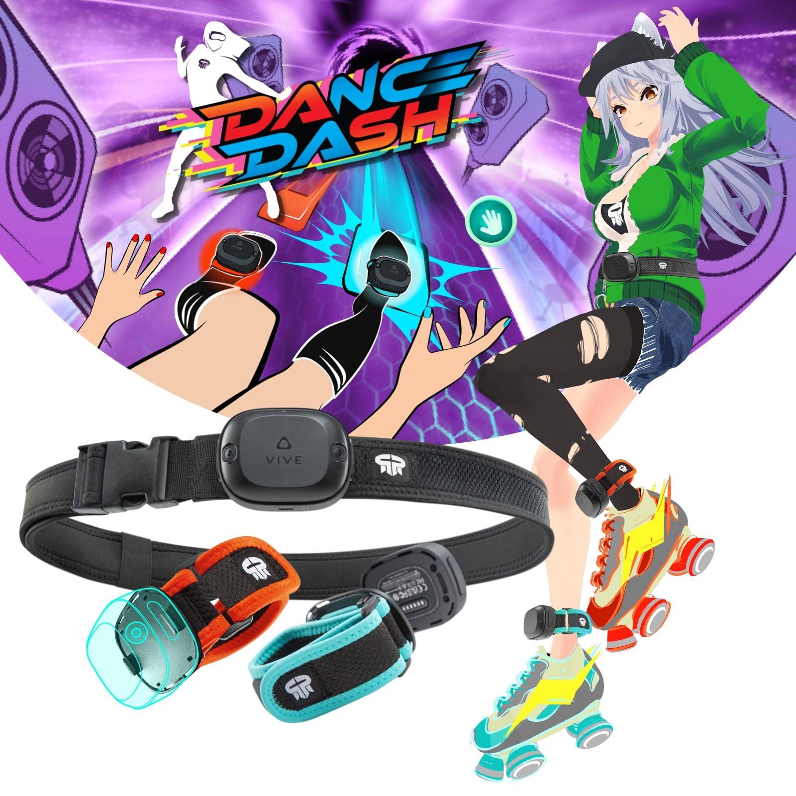 پیگیری دقیق واقعیت برای تراکرهای ترکیبی VIVE + کلید بازی Dance Dash - آماده VIVE، پیگیری تمام بدن در گفتگوی واقعیت مجازی و سایر بازی‌های FBT.