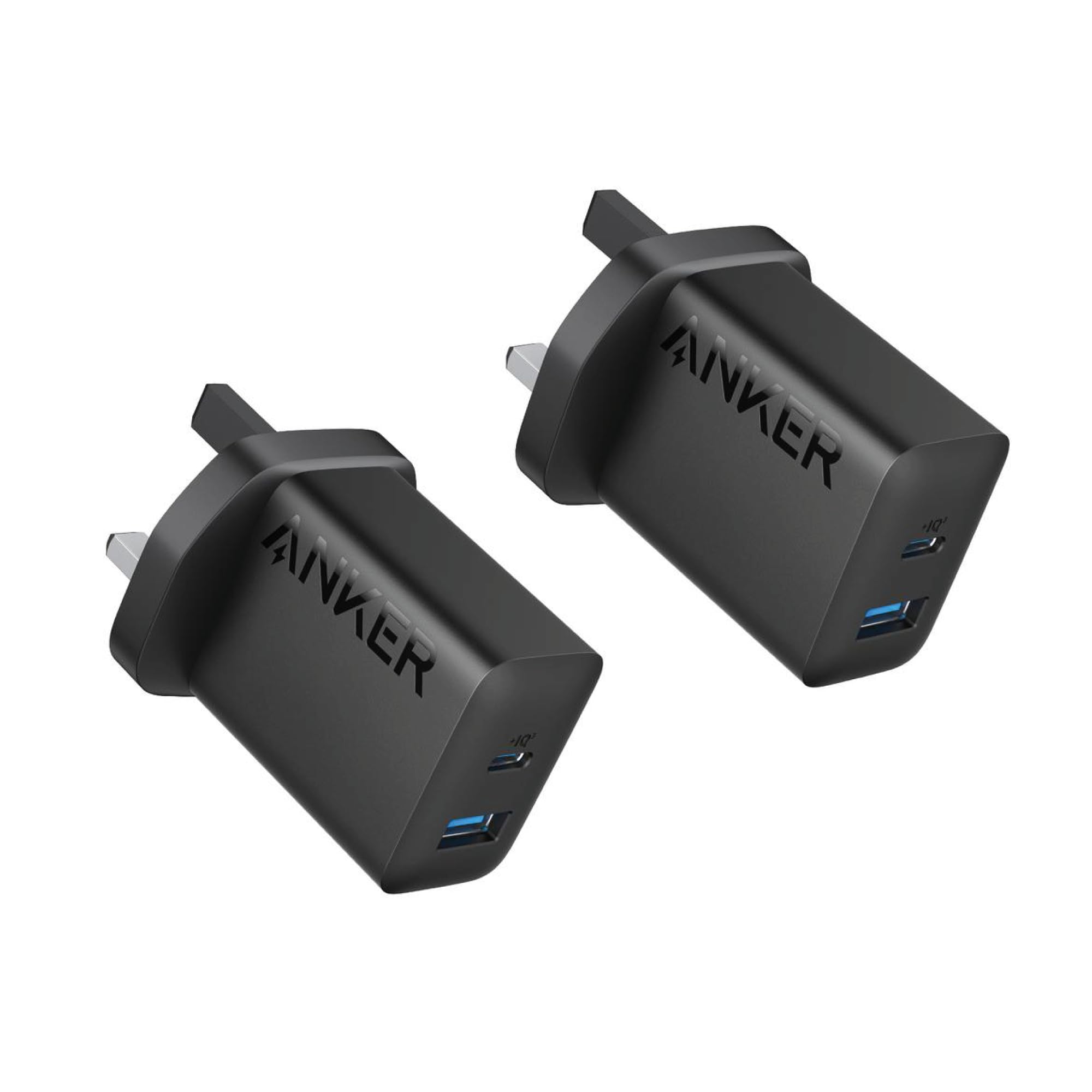 Anker شارژر USB C، شارژر آیفون، 2 بسته شارژر دیواری سریع 20 واتی دوپورت USB نوع C برای آیفون 16/16 Pro/16 Pro Max/15/14/13/12، آیپد پرو، ایرپاد، سامسونگ S25/S24 (کابل مشمول نمی‌شود)، شارژر*۲ سیاه