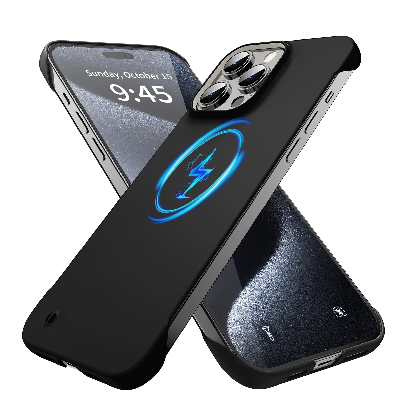 محافظ مغناطیسی GRECAZO شیک و باریک برای iPhone 15 Pro Max با رنگ مشکی
