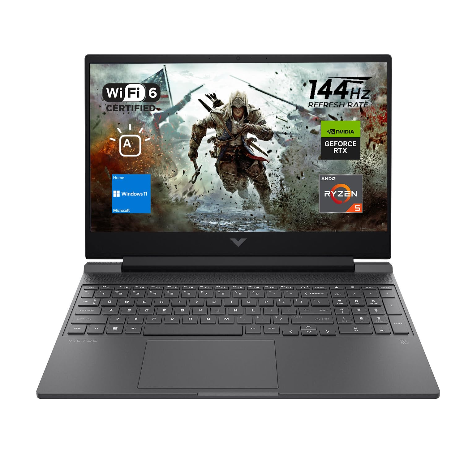 لپ‌تاپ بازی HP Victus 15، نمایشگر FHD 144Hz 15.6 اینچ، AMD Ryzen 5 7535HS، 16GB RAM DDR5، 512GB SSD PCIe M.2، NVIDIA GeForce RTX 2050، HDMI، Wi-Fi 6، ویندوز 11 هوم، رنگ نقره ای 16GB RAM | 512GB SSD