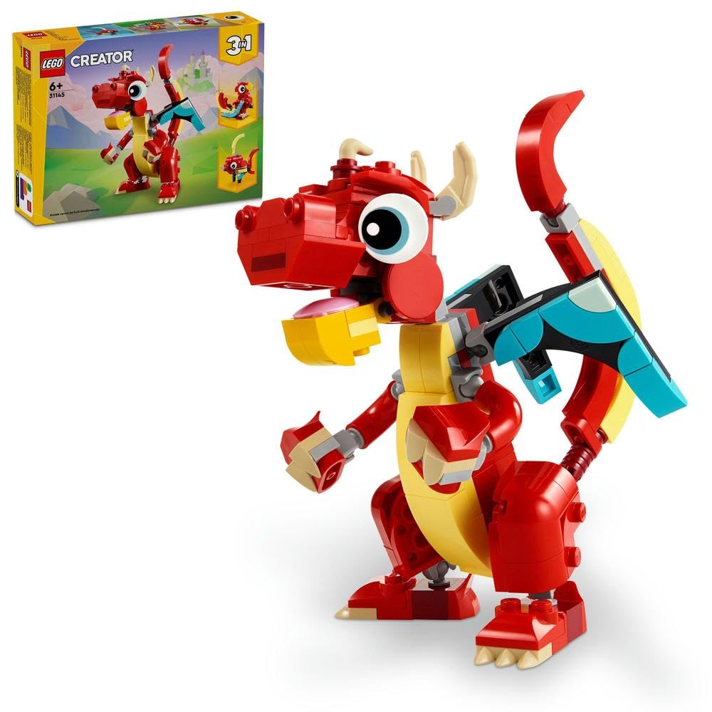 ترجمه: 
اسباب‌بازی سه در یک سازنده لگو (LEGO) - اسباب‌بازی اژدهای قرمز به اسباب‌بازی ماهی به مدل پرندگان فینیکس، مجموعه اسباب‌بازی حیوانات، هدایا برای پسران، دختران و کودکان بالای ۶ سال، مدل ۳۱۱۴۵ تک‌تیره