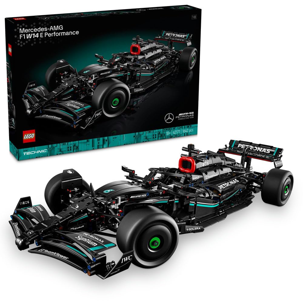 مجموعه LEGO Technic Mercedes-AMG F1 W14 E Performance برای بزرگسالان برای ساخت، مدلسازی اتومبیل مسابقات فرمول یک به مقیاس، مجموعه ساختنی، تزئینات جمع‌آوری شده منزل یا اداره، هدایای رمضان برای مردان، زنان، او یا او 42171