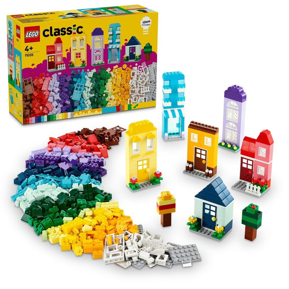 مجموعه اسباب بازی ساخت خانه‌های خلاق LEGO Classic، بازی ساخت قطعات برای کودکان پسر و دختر به سن 4 سال به بالا، هدیه اسباب بازی خلاق با لوازم جانبی خانه برای سازندگان جوان 11035