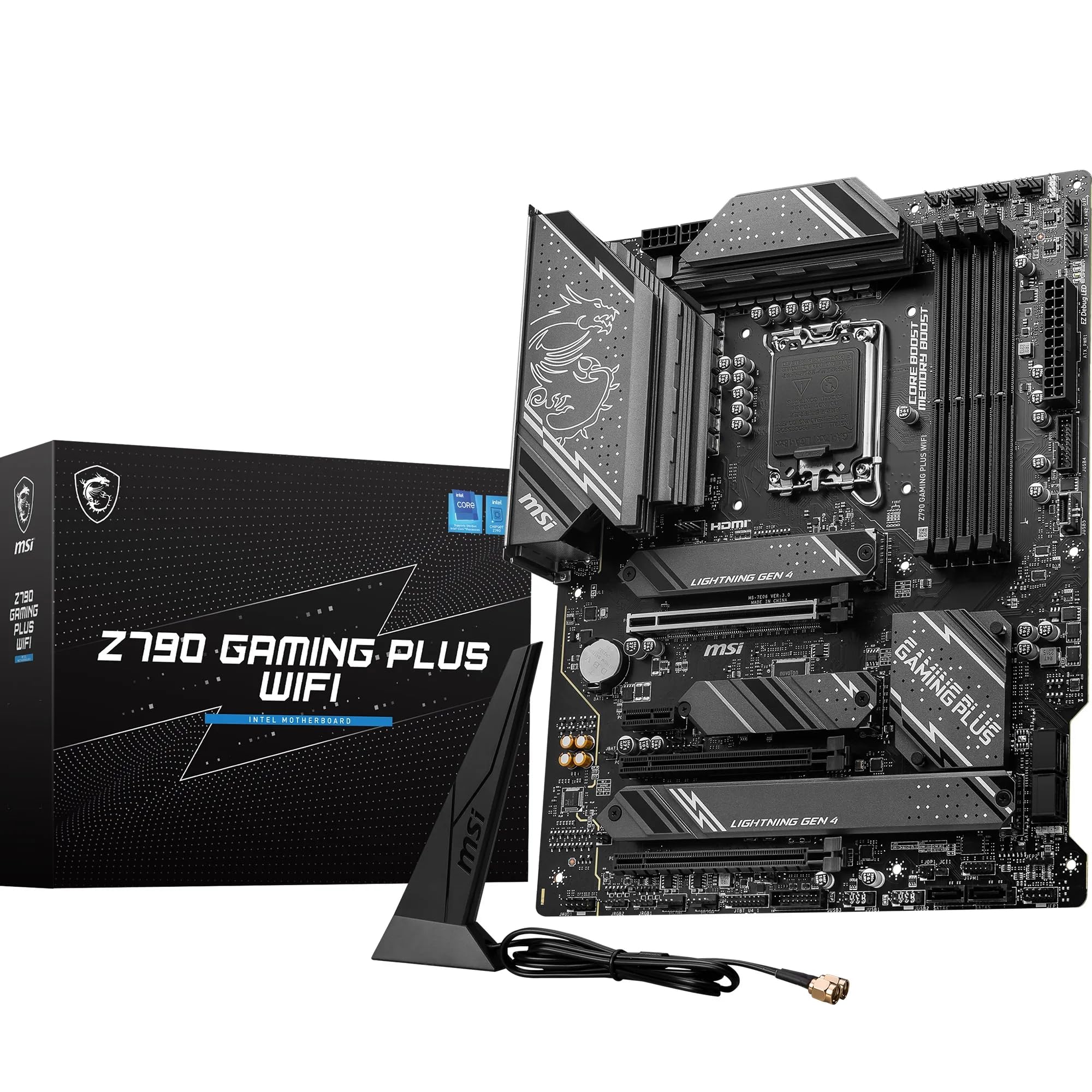 مادربرد MSI Z790 GAMING PLUS WIFI، ATX - پشتیبانی از پردازنده‌های اینتل نسل‌های ۱۲، ۱۳ و ۱۴ - سوکت LGA ۱۷۰۰ - حافظه DDR5 با افزایش سرعت 7200+ مگاهرتز/OC، 1 عدد PCIe 5.0 x16، 4 عدد M.2 نسل 4، LAN 2.5G، Wi-Fi 6E Z790 GAMING PLUS WIFI ATX