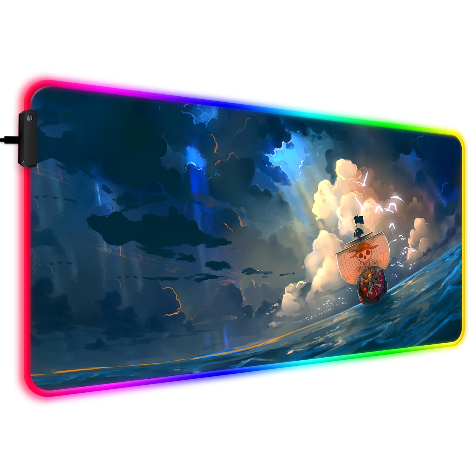 صفحه موس RGB انیمیشن SIASYDF، پد موس بازی بزرگ LED بازی منزل و دفتر کار با نور، پایه لاستیکی ضد لغزش با لبه های دوخته شده برای صفحه کلید کامپیوتر و لپ تاپ، آبی Yf03