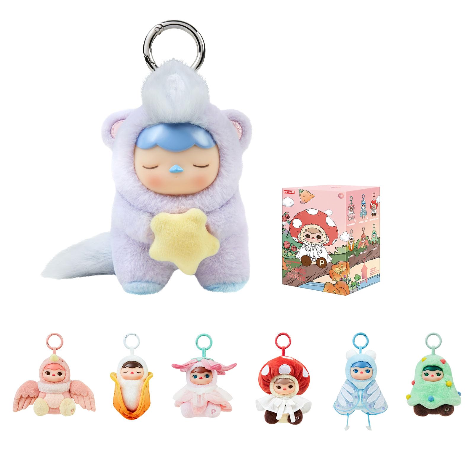 مجموعه جعبه کور PUCKY POP MART کارتنی شناور حلقه بافت پارتی جنگلی، اسباب بازی‌های طراحی تصادفی برای تزیین خانه‌های مدرن، مجموعه اسباب‌بازی‌های جمع‌آوری‌شدنی برای لوازم دسک، یک عدد جعبه تکی از پارتی جنگلی