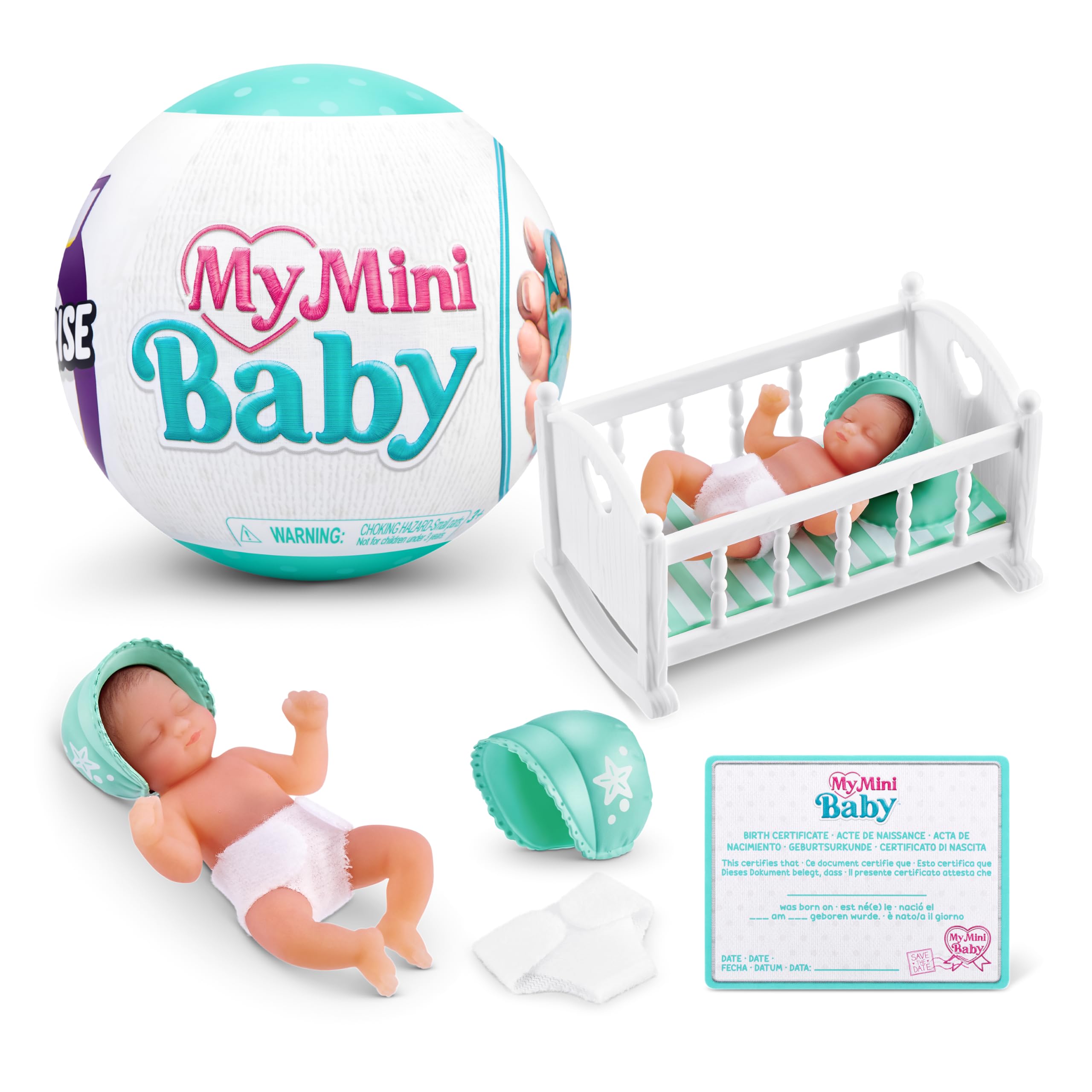 مجموعه اسباب بازی 5 Surprise My Mini Baby سری 1، کپسول تکی، توسط ZURU، کپسول معمای قابل جمع‌آوری، اسباب بازی برای دختران، بچه کوچک واقع‌گرا، پلی‌ست و لوازم جانبی (کپسول تکی) سری 1 کپسول تکی