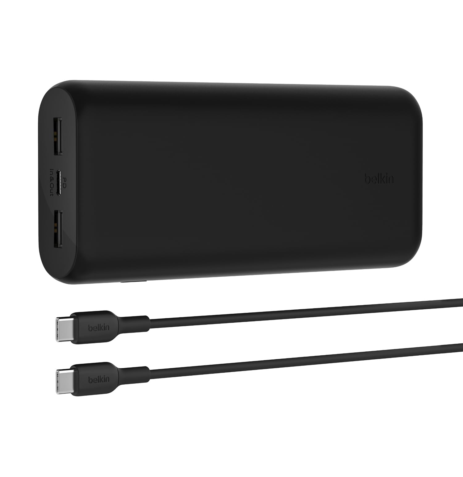 بانک انرژی 3 پورت کمپکت Belkin Fast Charge 20K با پشتیبانی از PD 20W، شارژر قابل حمل برای آیفون 16/15/14/13/12، AirPods، گلکسی سامسونگ، پیکسل و موارد دیگر، طراحی مسافرتی با کابل USB-C به USB-C 12 اینچ