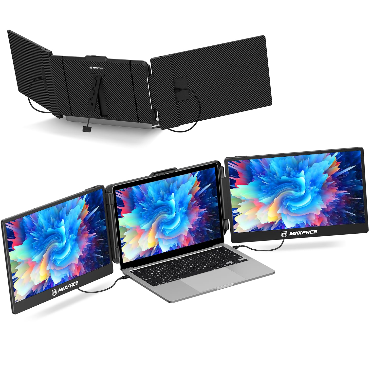 مانیتور چندگانه Maxfree S2 برای لپ تاپ، تقویت‌کننده مانیتور لپ تاپ 14 اینچی، پلاگ اند پلی، صفحه نمایش قابل حمل با کیفیت 1080P برای لپ تاپ‌های 13-17 اینچی، سازگار با ویندوز/مک/سرفیس/اندروید/سوییچ