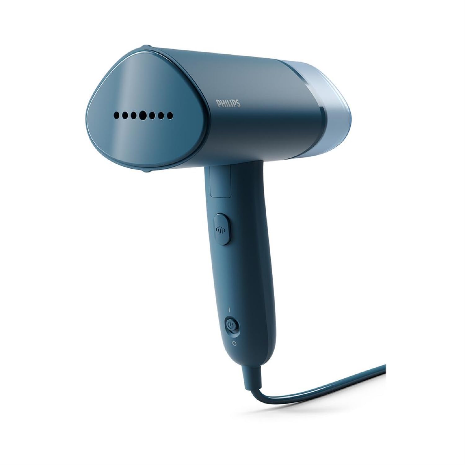 سری 3000 بخاری دستی PHILIPS، جمع و جور و قابل تاشیدن، آماده استفاده در تقریباً 30 ثانیه، 1000 وات، تا 20 گرم در دقیقه، بدون نیاز به تخته اتو زدن، رنگ آبی (STH3000/20)
