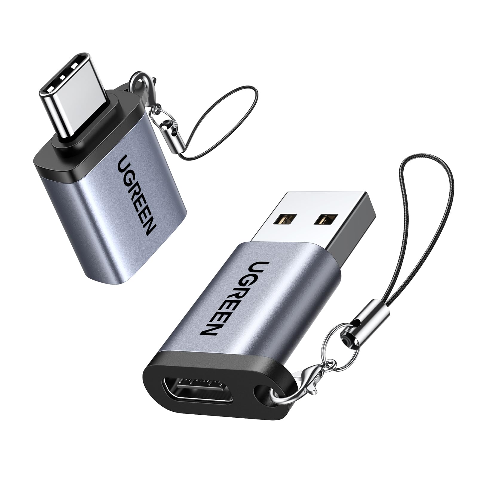 مبدل یو گرین USB به USB C مرد به زن شارژر 3.2 پک 2 عدد، مبدل OTG زن به مرد با سرعت 10Gbps برای آیفون سری 17، مک بوک ایر، آیپد، سامسونگ گلکسی S25 الترا