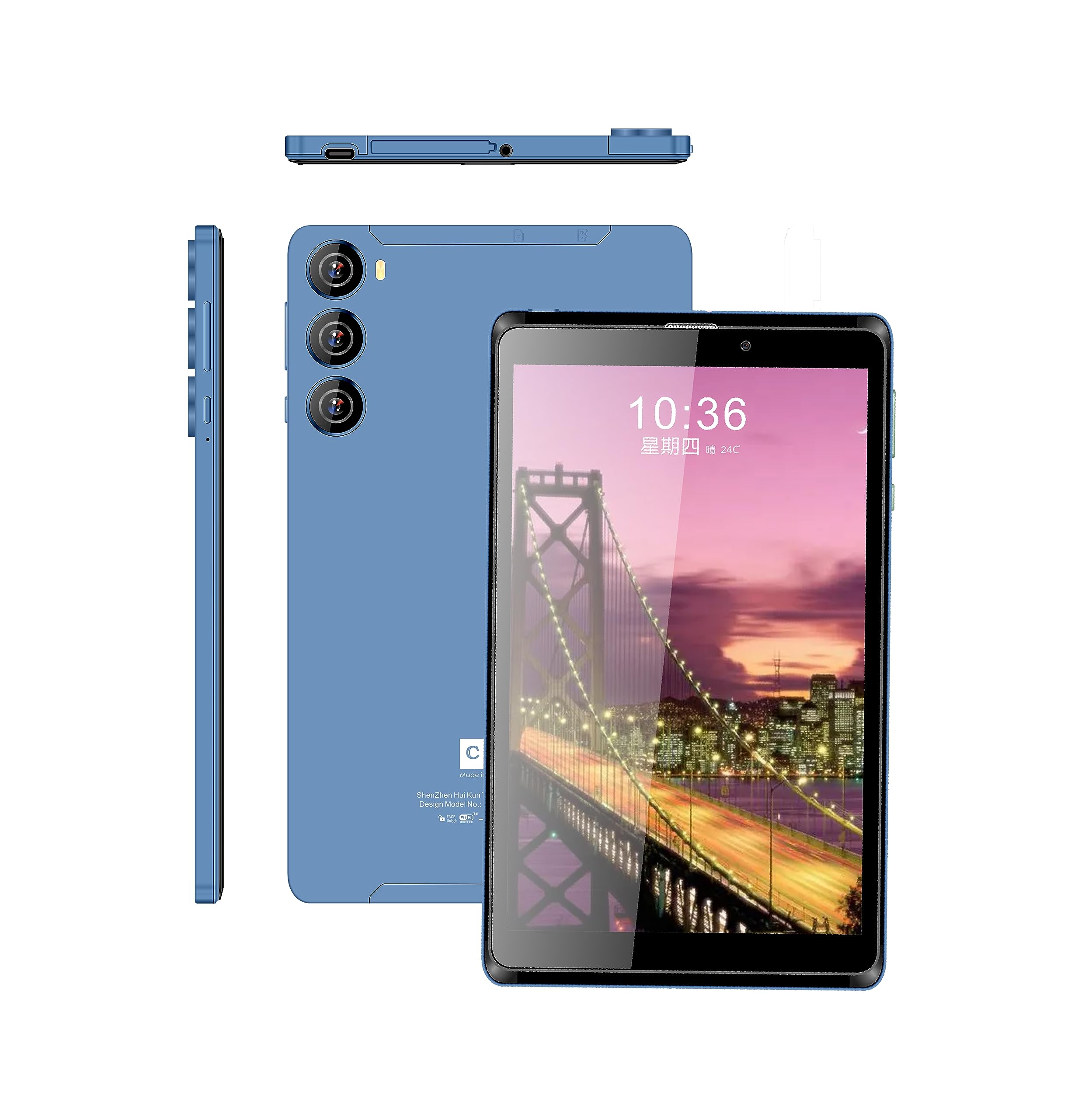 تبلت هوشمند C Idea با صفحه نمایش IPS 8 اینچی اندروید 5G LTE Single SIM WiFi، CM835 Kids Tab Zoom Supported Tablet PC با شیشه نشکن پیش‌نصب شده و کاور Flip Case Cover (آبی)