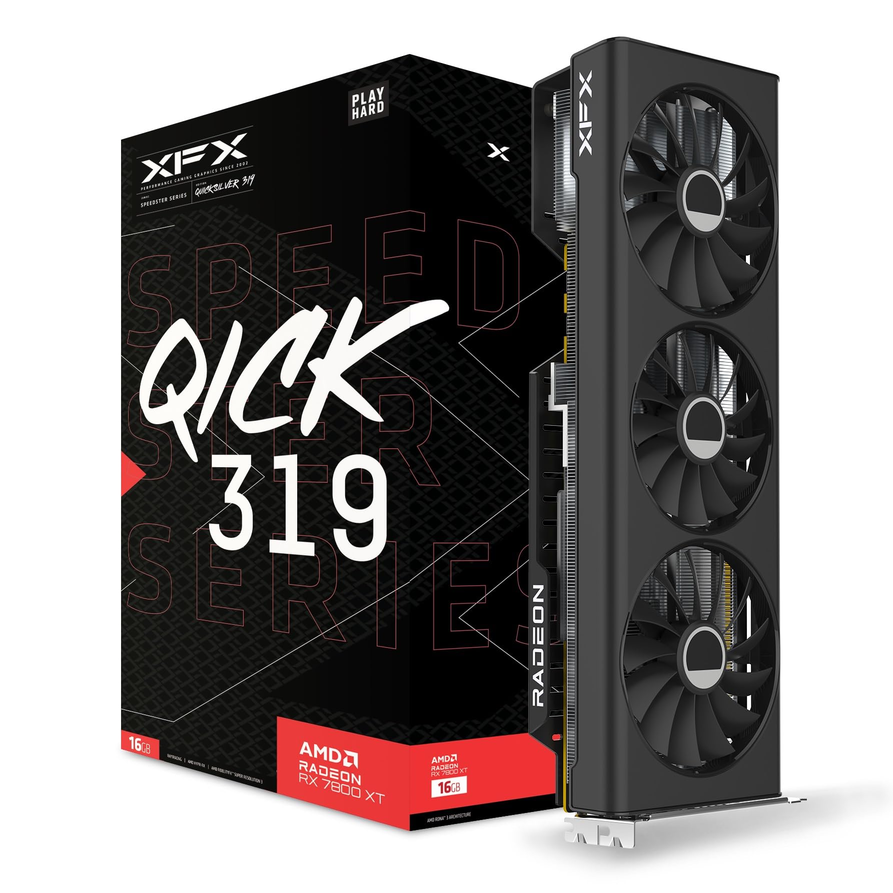 XFX Speedster QICK319 Radeon RX 7800 XT کارت گرافیک گیمینگ کور با 16 گیگابایت GDDR6، HDMI و سه پورت DisplayPort، AMD RDNA™ 3 (RX-78TQICKF9) RX 7800 XT QICK