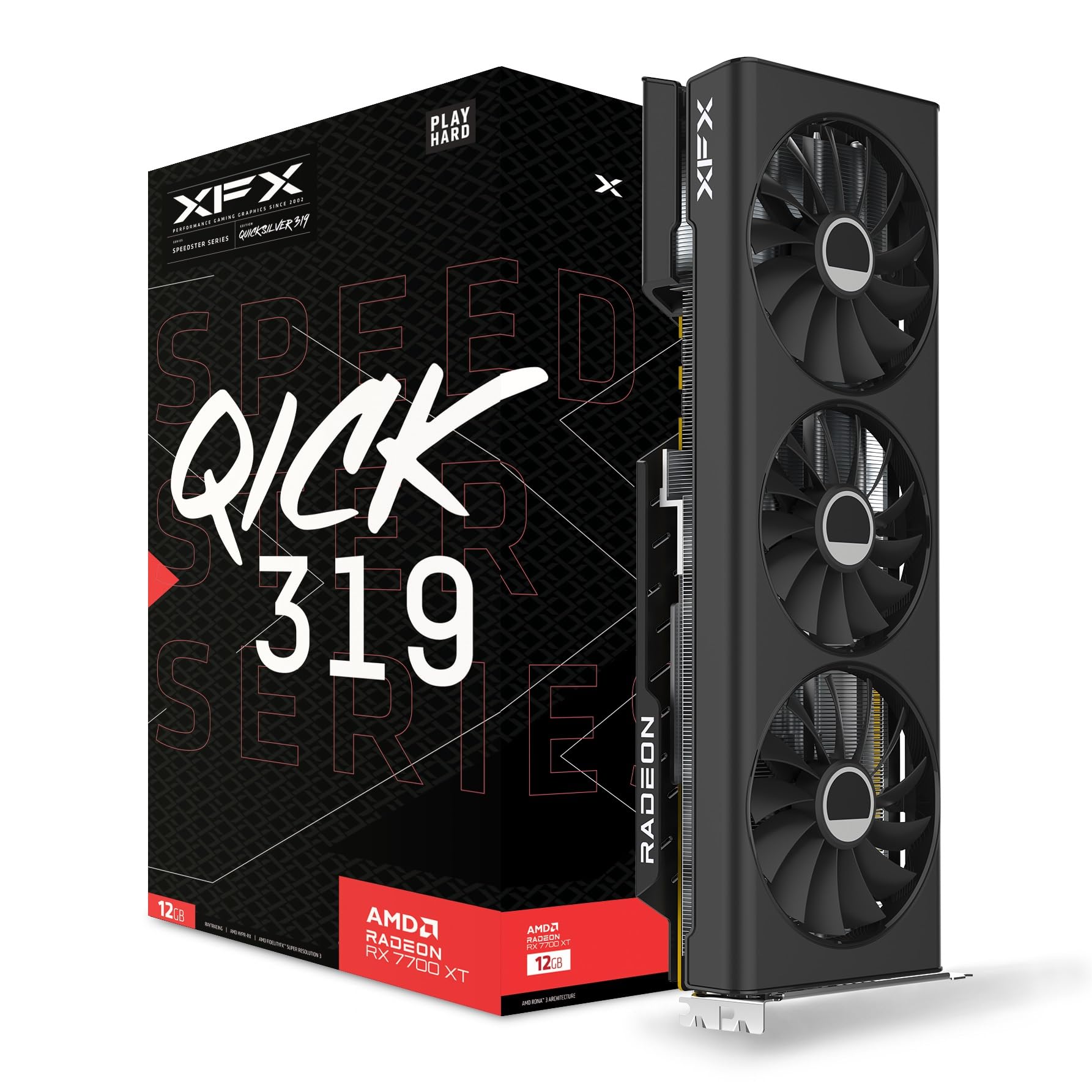 کارت گرافیک XFX Speedster QICK319 RX 7700 XT Black Gaming 12GB GDDR6 HDMI 3xDP، AMD RDNA 3 RX-77TQICKB9 RX 7700 XT QICK