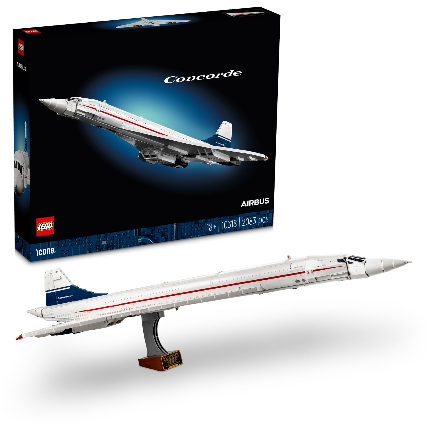 مجموعه مدل هواپیمای کیت کنکورد آیکون‌های LEGO برای بزرگسالان برای ساخت، مجموعه نماینده هواپیمای معروف با جزئیات اصیل و 3 حالت نمایش، هدیه ایده‌آل برای مردان، زنان، او و او 10318
