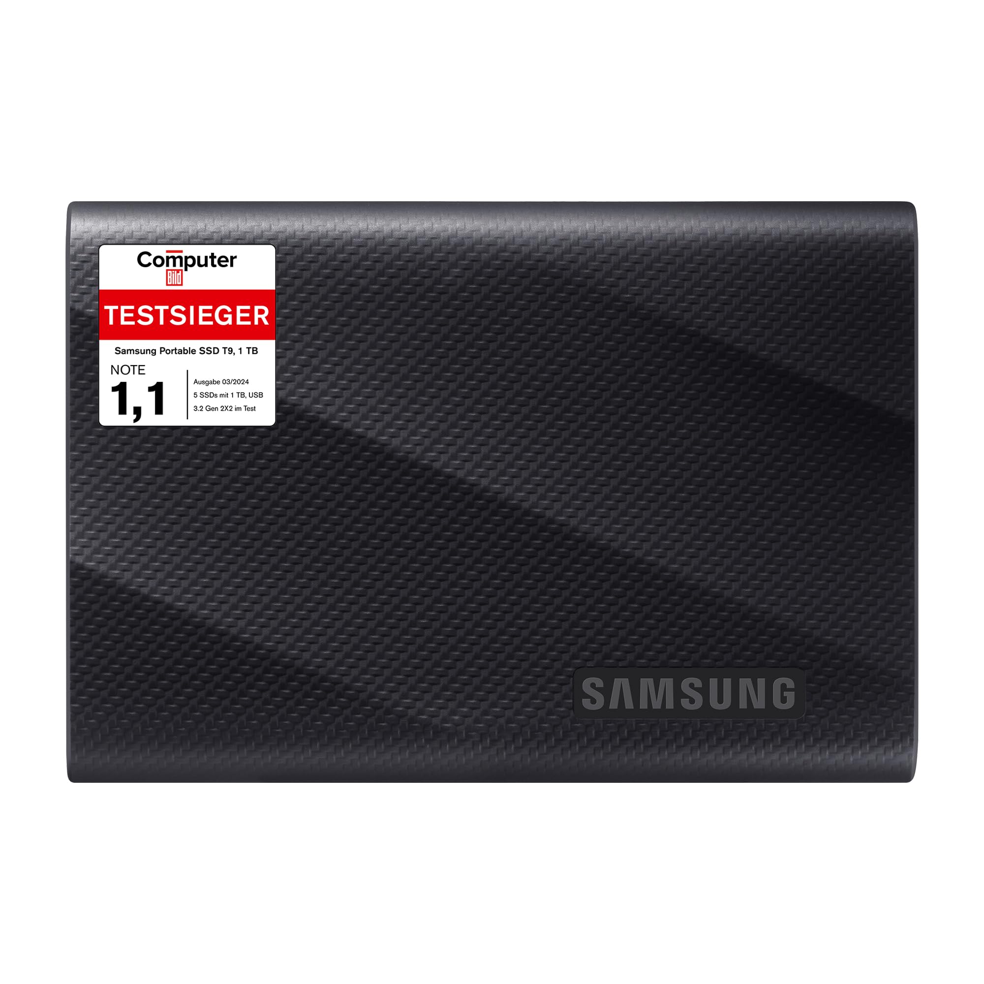 Samsung MU-PG1T0B/EU Portable SSD T9، 1TB، 2000MB/s خواندن، 2000MB/s نوشتن، USB 3.2 Gen.2x2، درایو سخت خارجی برای کاربران حرفه‌ای، سازگار با مک، کامپیوتر شخصی، اسمارتفون و دوربین‌های 12K 1 ترابایت