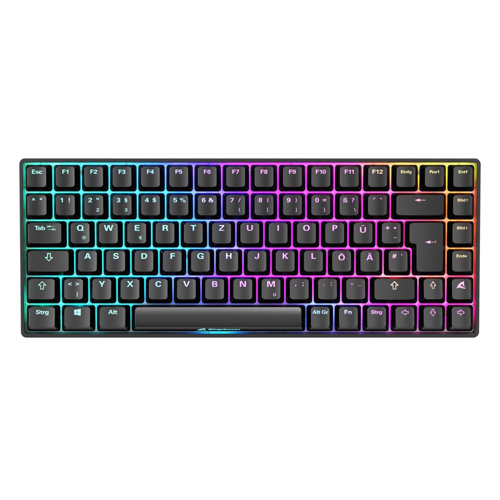 Sharkoon Skiller SGK50 S3 Schwarz، صفحه کلید بازی RGB، Gateron زرد، طرح 75٪