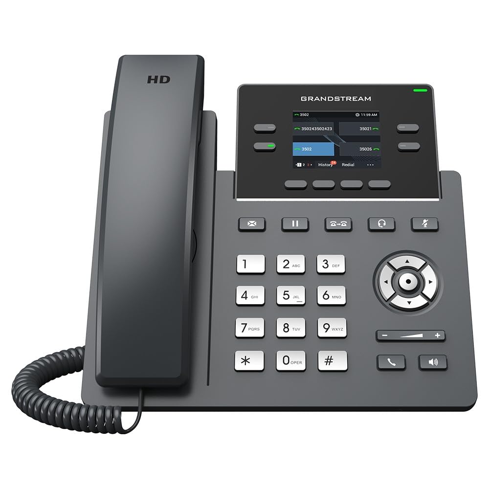 تلفن IP Grandstream GRP2612G | 4 خط، 4 حساب SIP | نمایشگر رنگی 2.4 اینچ | دو پورت گیگابیت اترنت با PoE یکپارچه